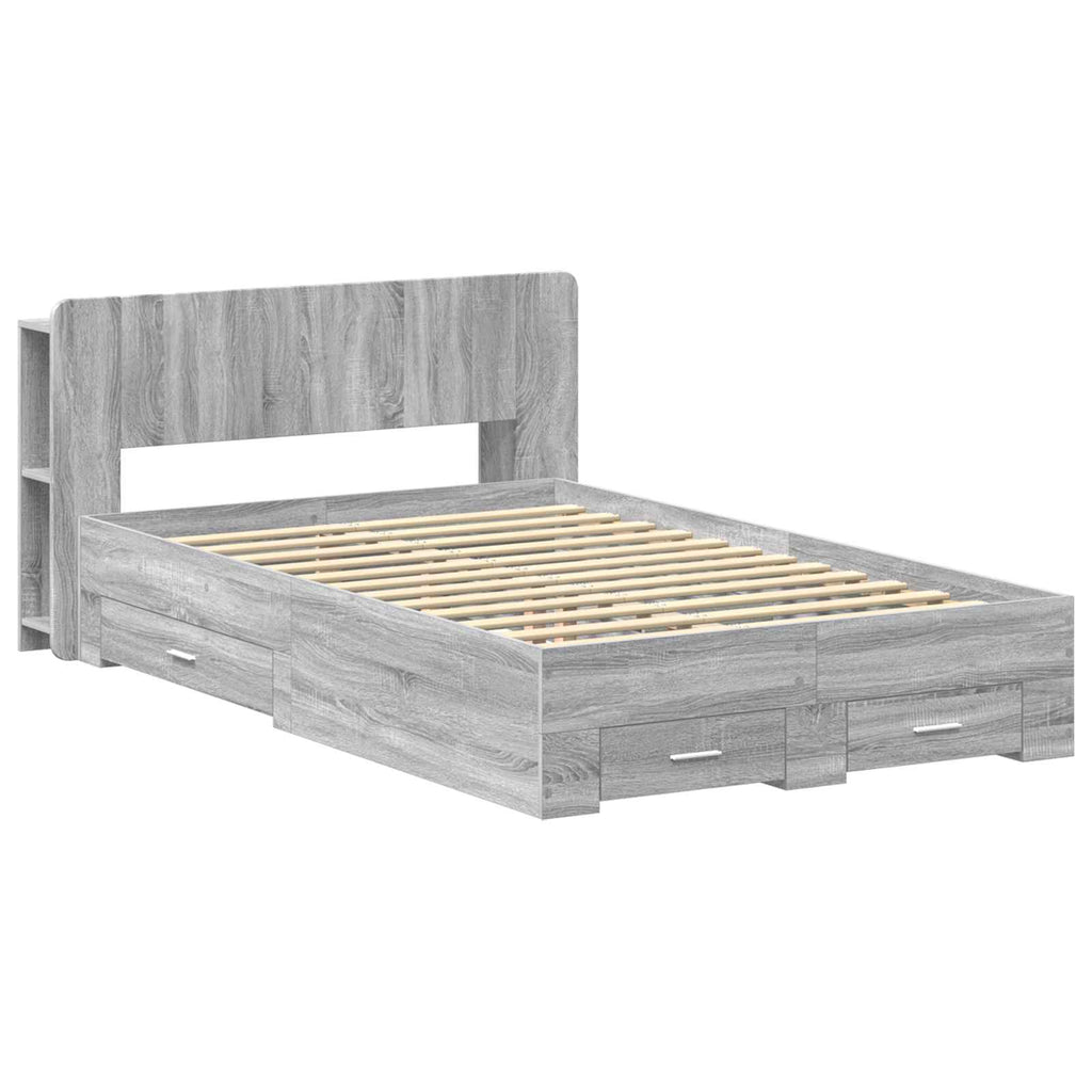 Bettgestell mit Stauraum Grau Sonoma 120 x 190 cm Holzwerkstoff