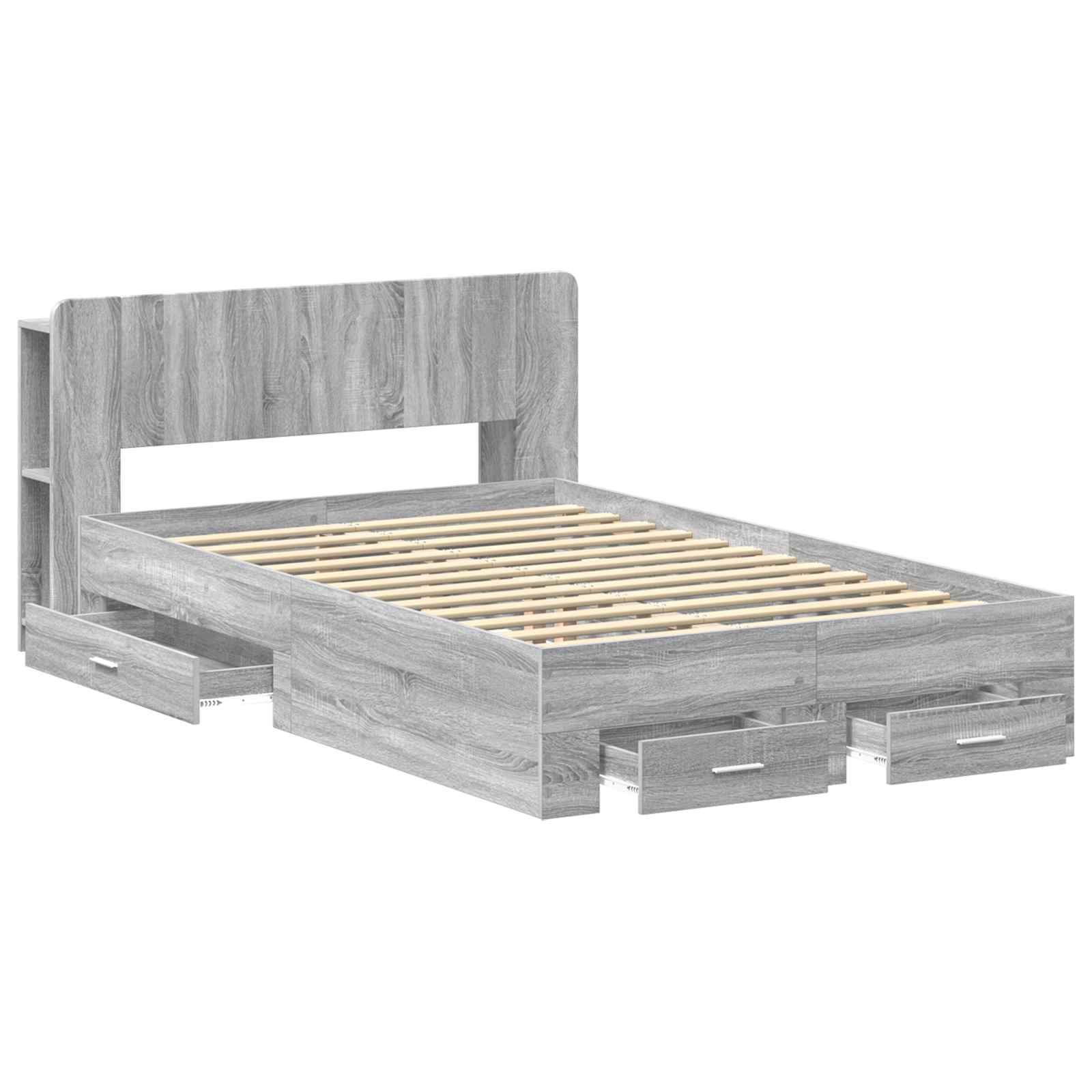Bettgestell mit Stauraum Grau Sonoma 120 x 190 cm Holzwerkstoff