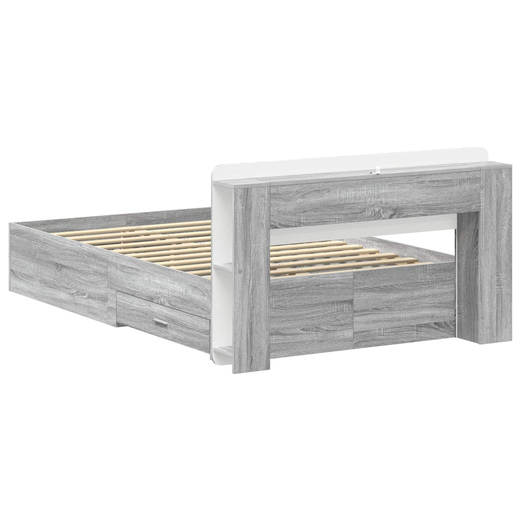 Bettgestell mit Stauraum Grau Sonoma 120 x 190 cm Holzwerkstoff