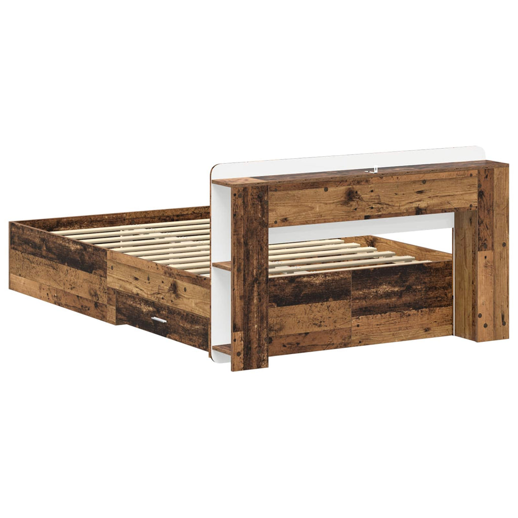 Bettgestell mit Stauraum Altholz 120 x 190 cm Holzwerkstoff