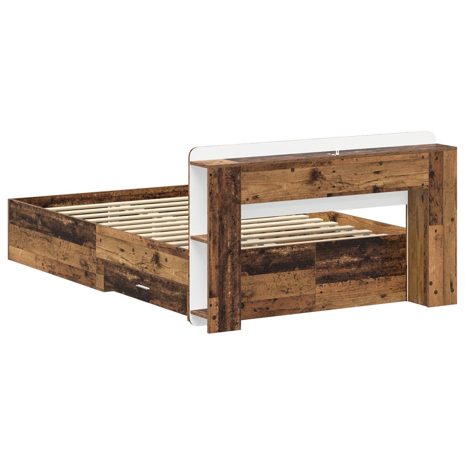 Bettgestell mit Stauraum Altholz 120 x 190 cm Holzwerkstoff