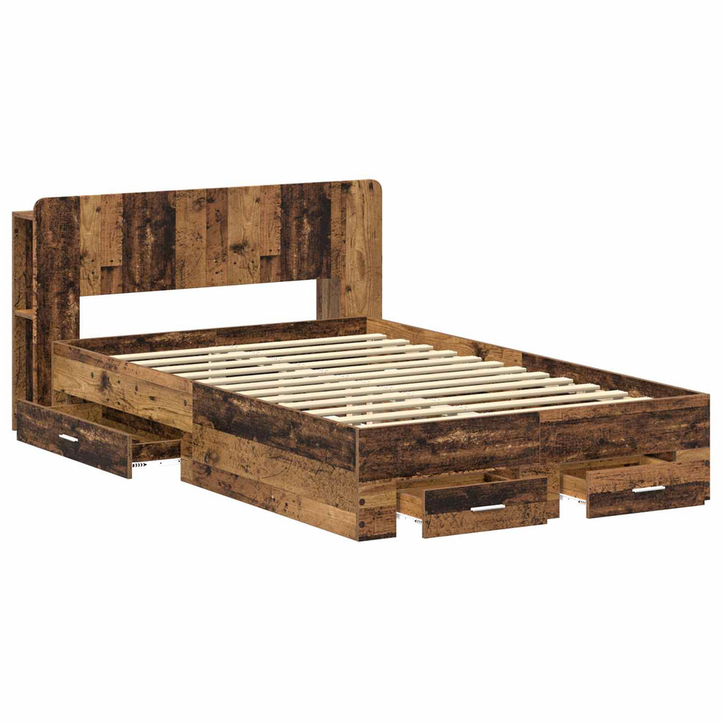 Bettgestell mit Stauraum Altholz 120 x 200 cm Holzwerkstoff