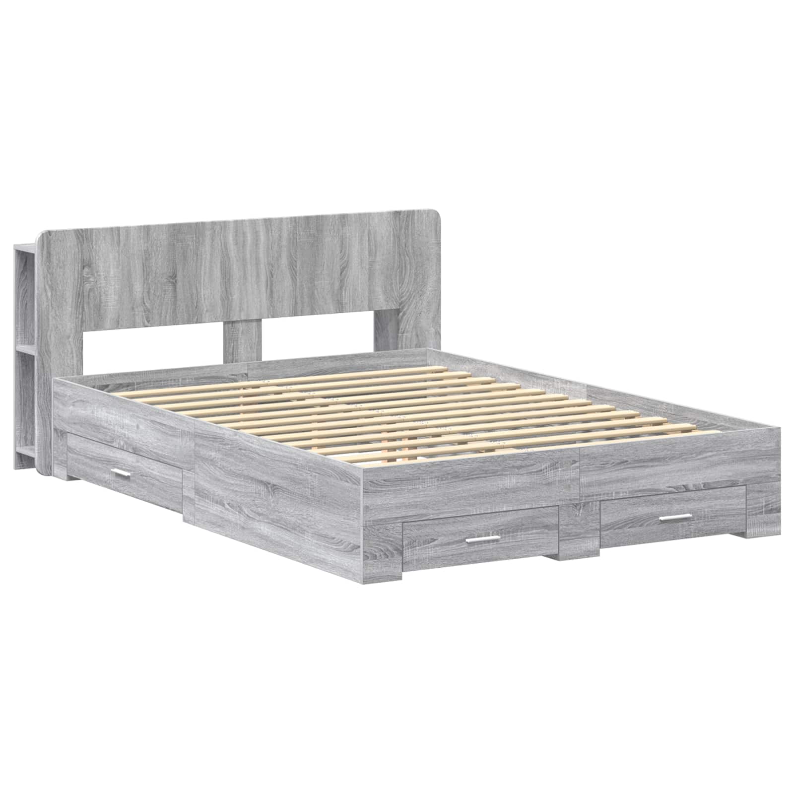 Bettgestell mit Stauraum Grau Sonoma 135 x 190 cm Holzwerkstoff