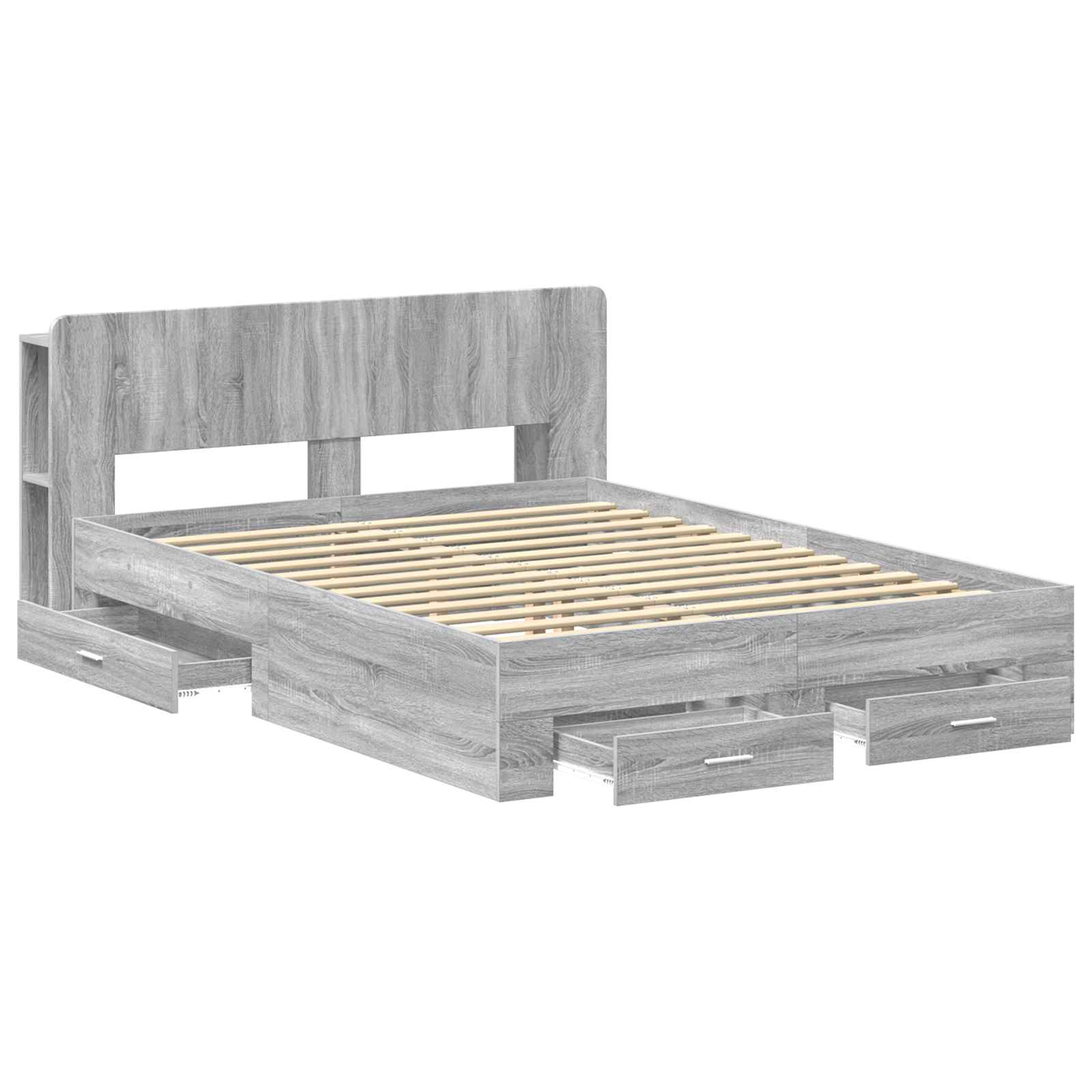 Bettgestell mit Stauraum Grau Sonoma 135 x 190 cm Holzwerkstoff