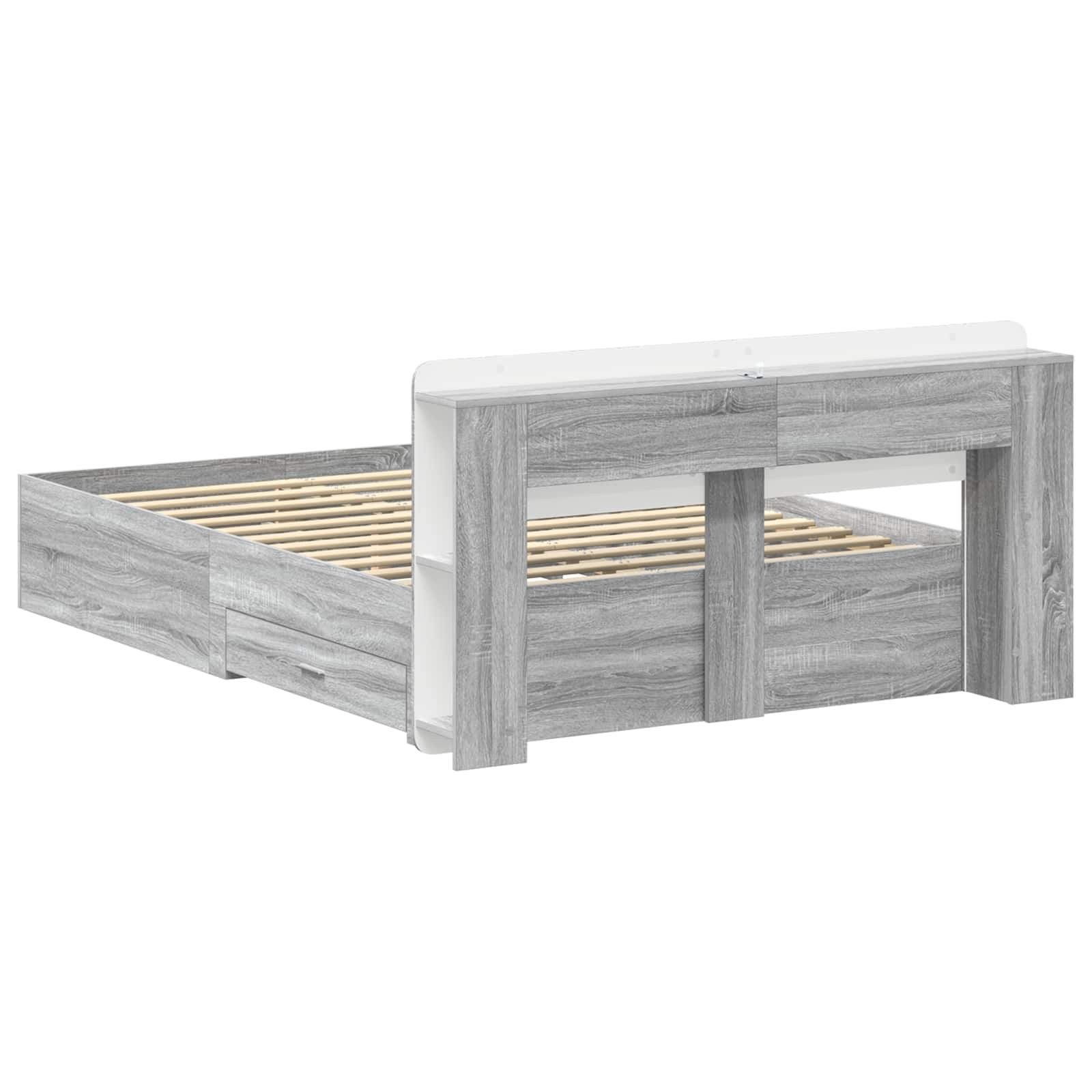 Bettgestell mit Stauraum Grau Sonoma 135 x 190 cm Holzwerkstoff