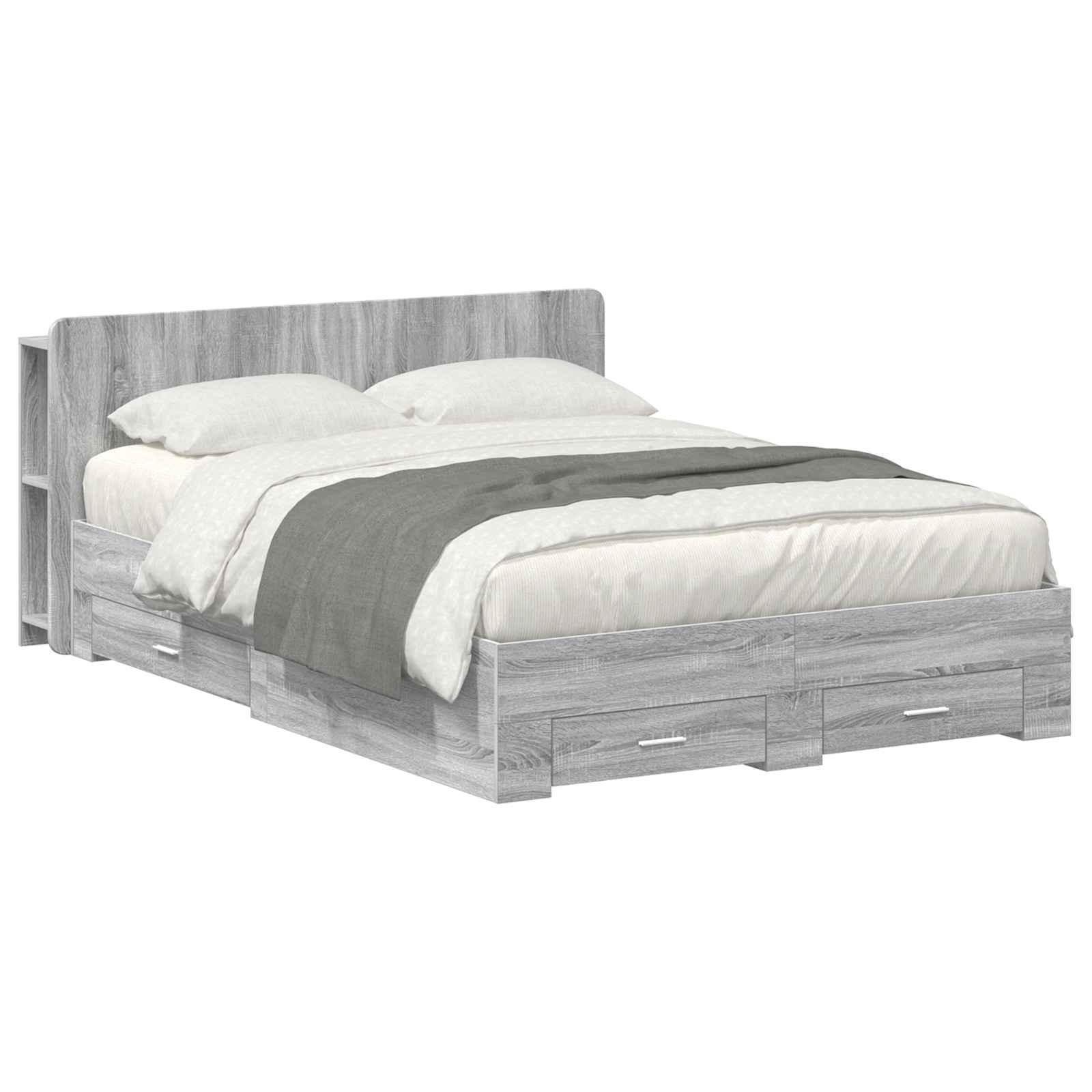 Bettgestell mit Stauraum Grau Sonoma 160 x 200 cm Holzwerkstoff
