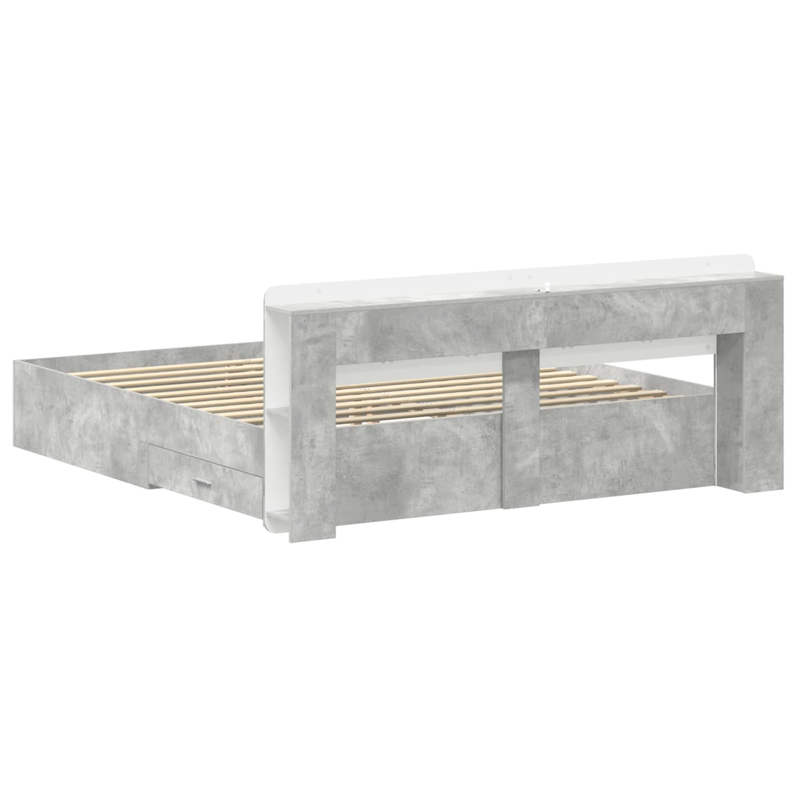 Bettgestell mit Stauraum Betongrau 200 x 200 cm Holzwerkstoff