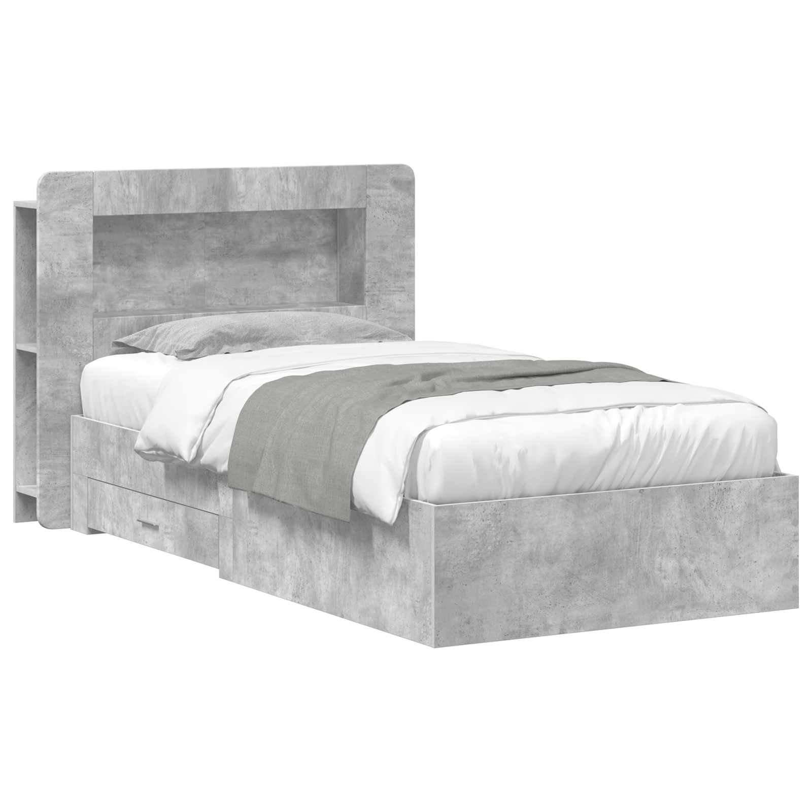 Bettgestell mit Stauraum Betongrau 75 x 190 cm Holzwerkstoff