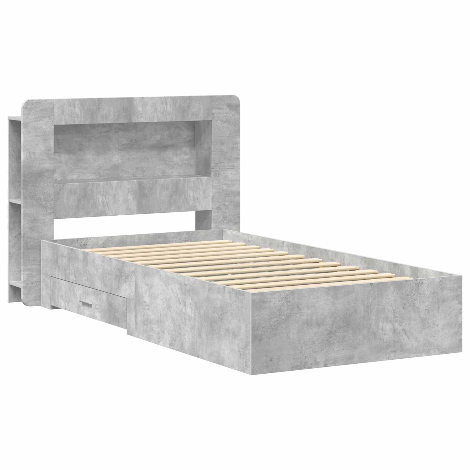 Bettgestell mit Stauraum Betongrau 80 x 200 cm Holzwerkstoff