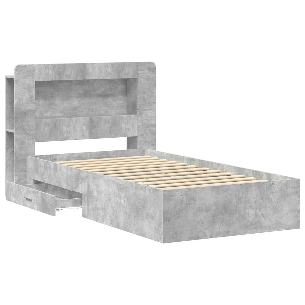 Bettgestell mit Stauraum Betongrau 80 x 200 cm Holzwerkstoff
