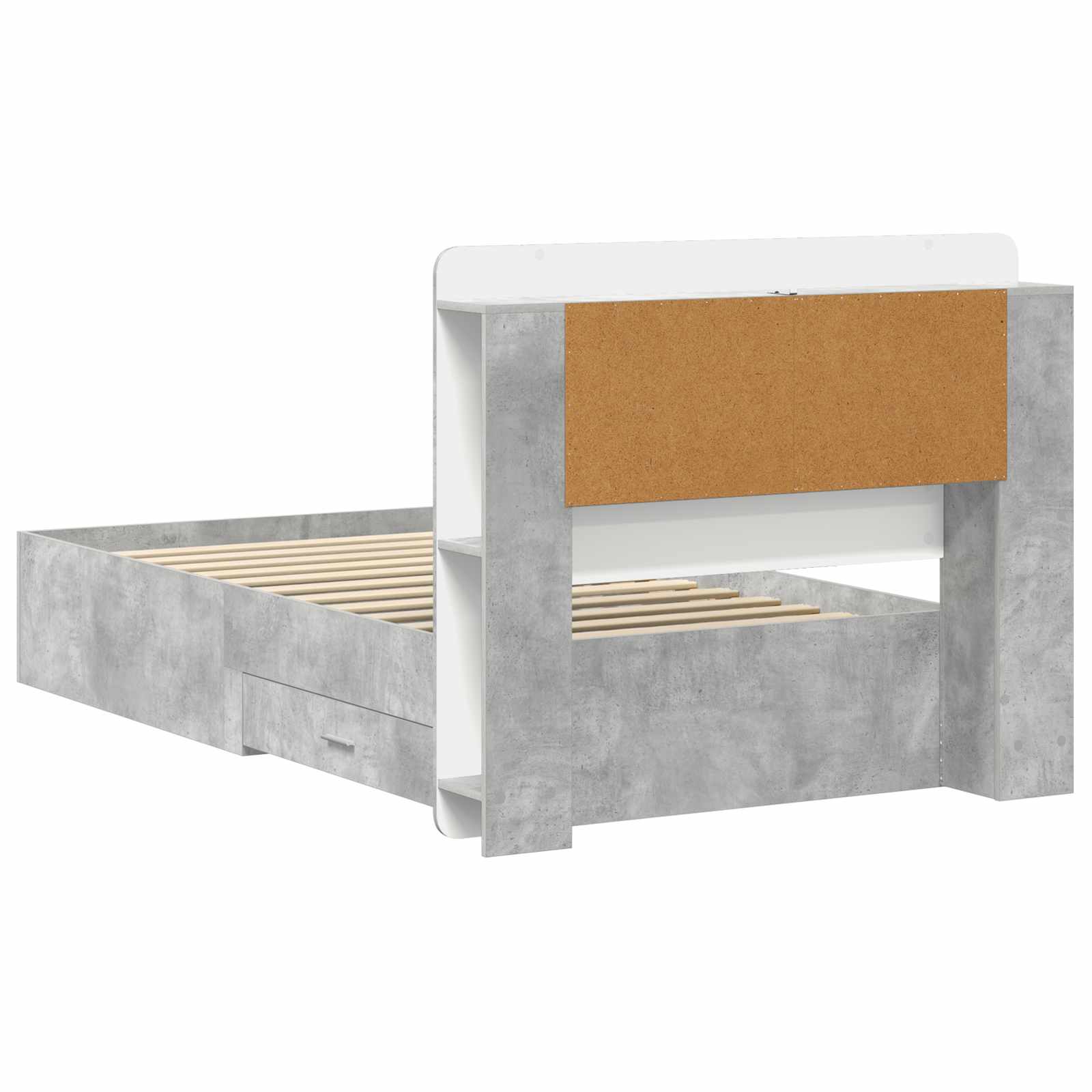 Bettgestell mit Stauraum Betongrau 80 x 200 cm Holzwerkstoff