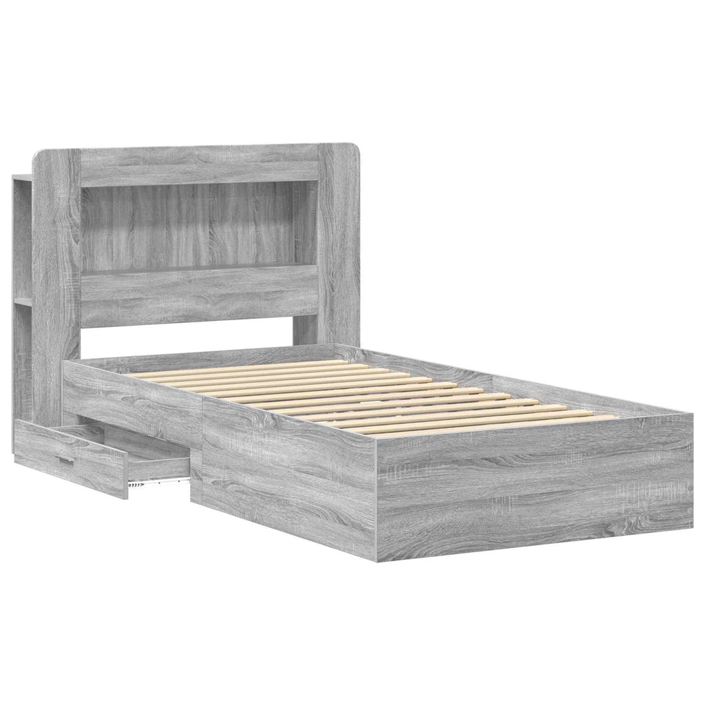 Bettgestell mit Stauraum Grau Sonoma 80 x 200 cm Holzwerkstoff