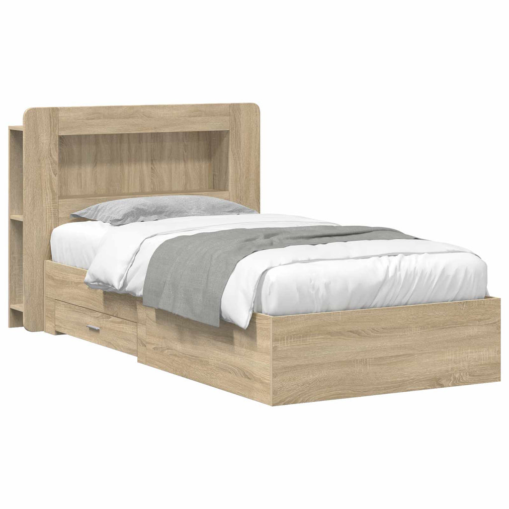 Bettgestell mit Stauraum Sonoma-Eiche 80 x 200 cm Holzwerkstoff