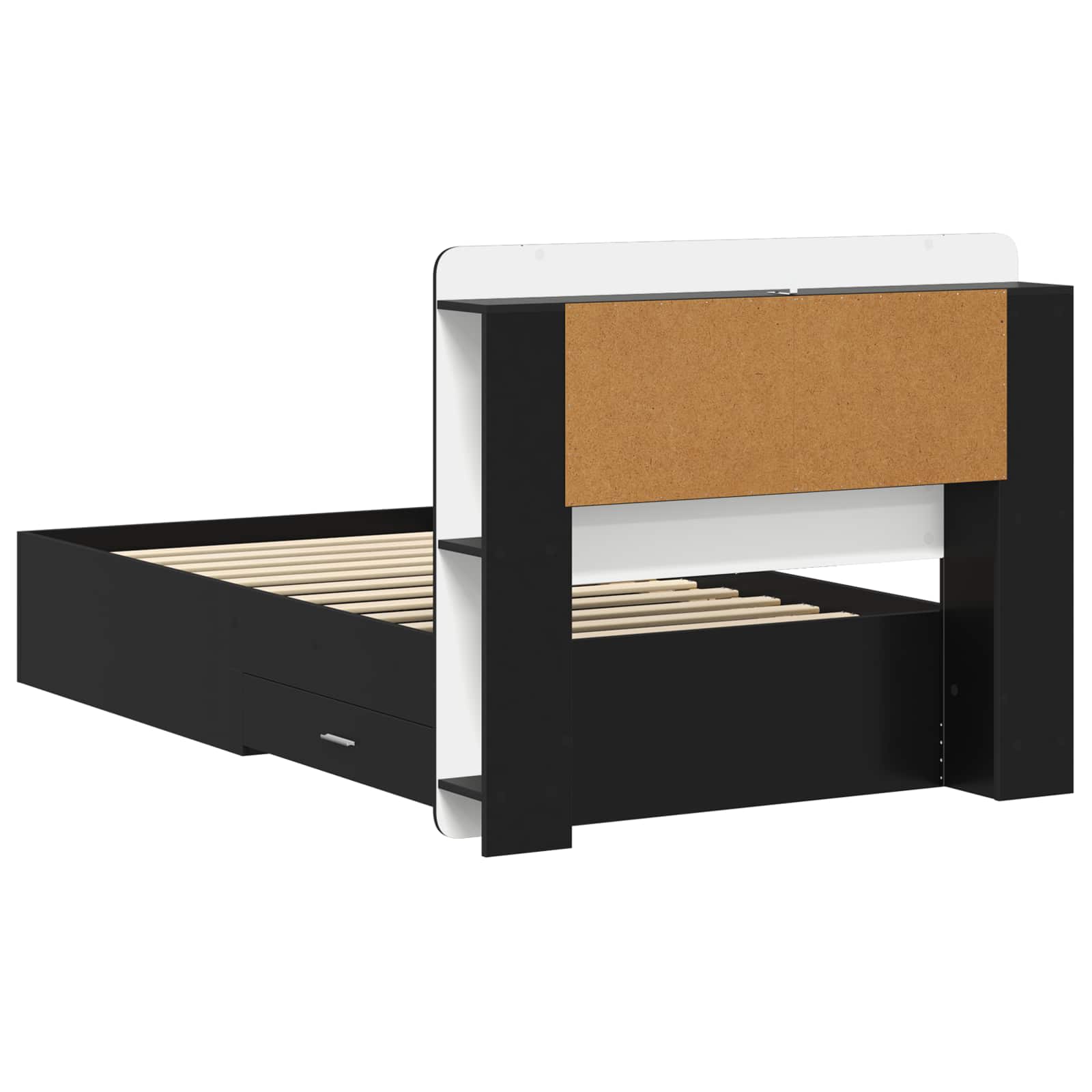 Bettgestell mit Stauraum Schwarz 90 x 190 cm Holzwerkstoff