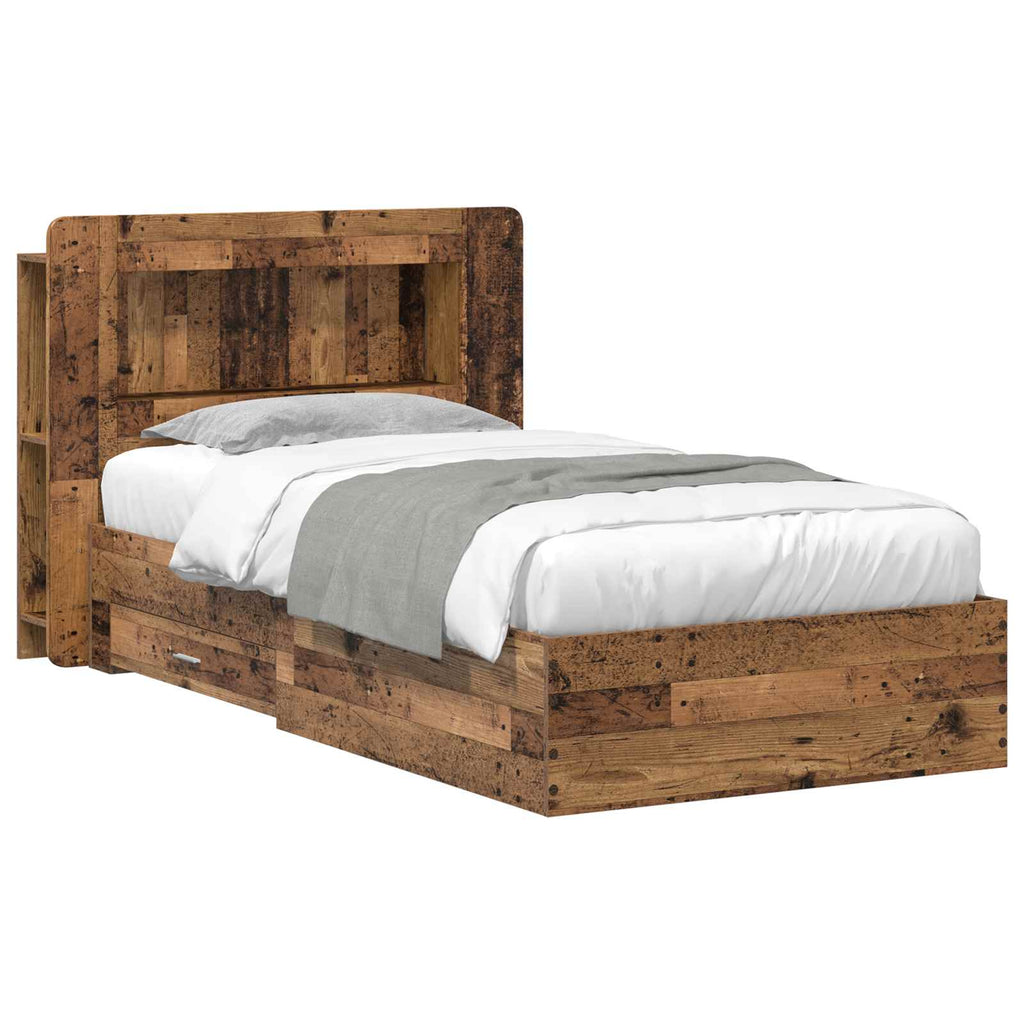 Bettgestell mit Stauraum Altholz 100 x 200 cm Holzwerkstoff