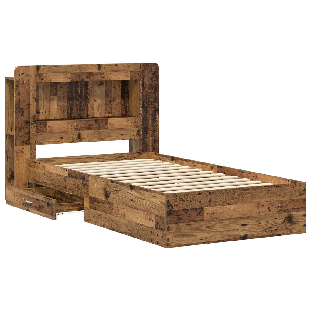 Bettgestell mit Stauraum Altholz 100 x 200 cm Holzwerkstoff