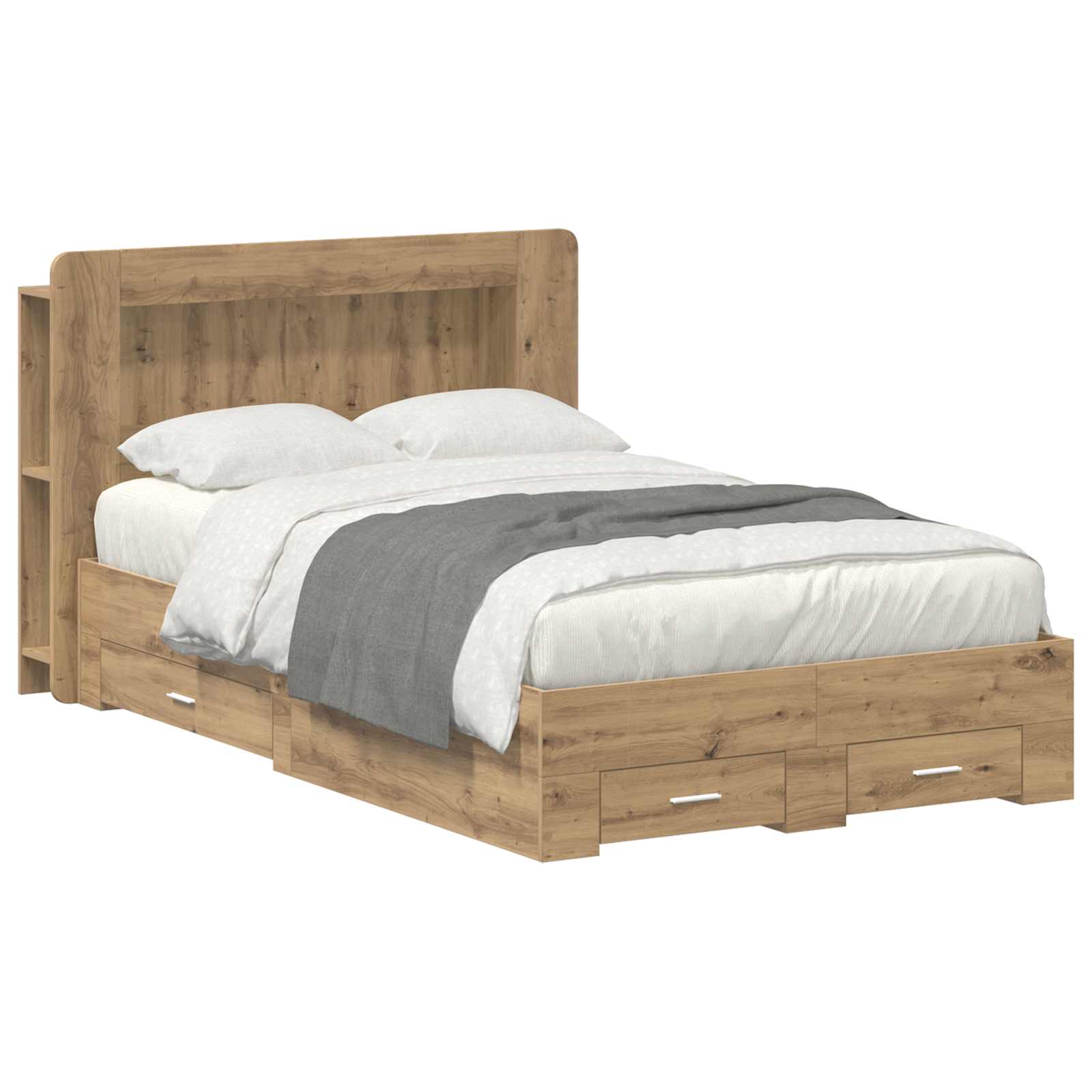 Bettgestell mit Stauraum Artisan-Eiche 120 x 190 cm
