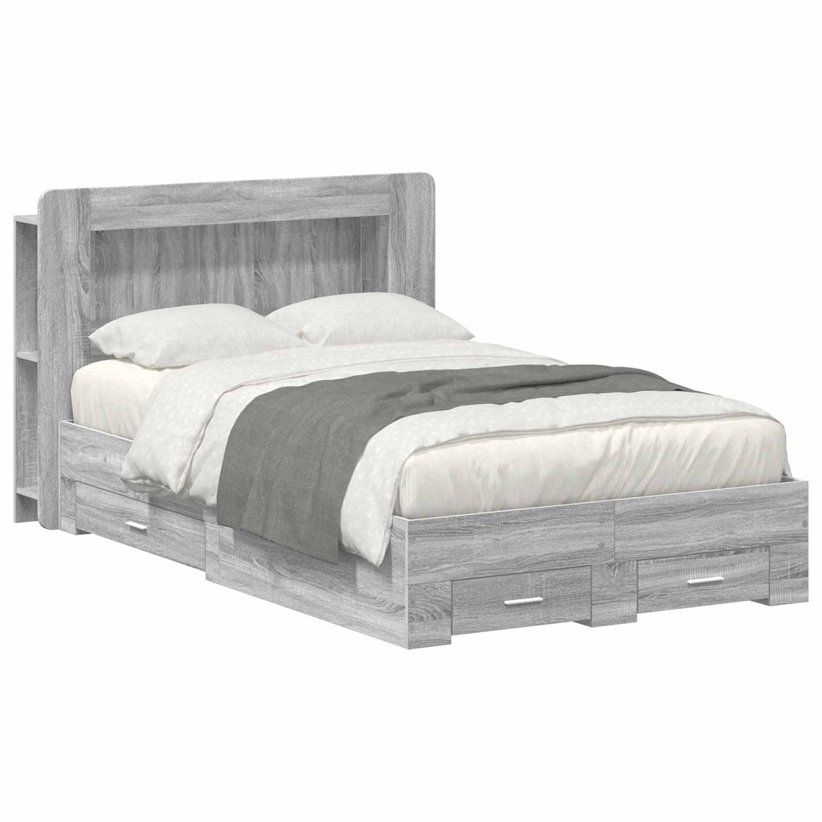 Bettgestell mit Stauraum Grau Sonoma 120 x 190 cm Holzwerkstoff