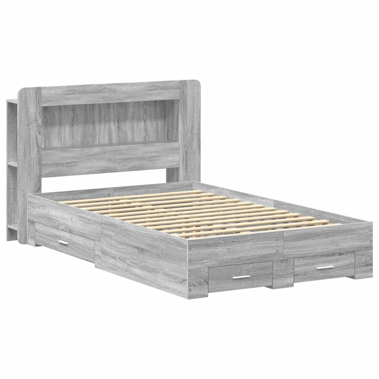 Bettgestell mit Stauraum Grau Sonoma 120 x 190 cm Holzwerkstoff