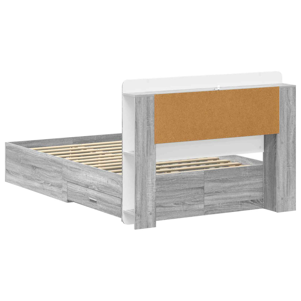 Bettgestell mit Stauraum Grau Sonoma 120 x 190 cm Holzwerkstoff