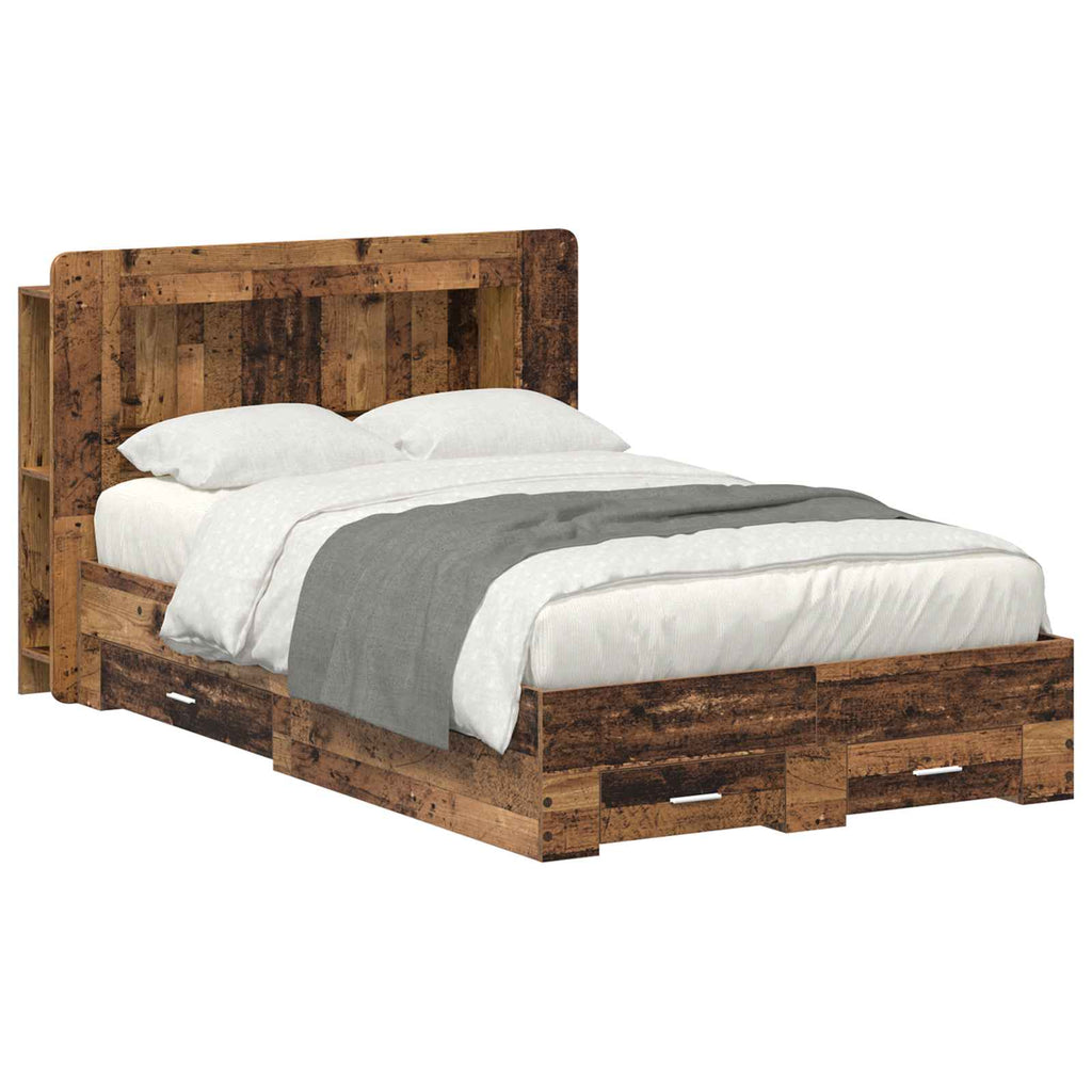 Bettgestell mit Stauraum Altholz 120 x 190 cm Holzwerkstoff