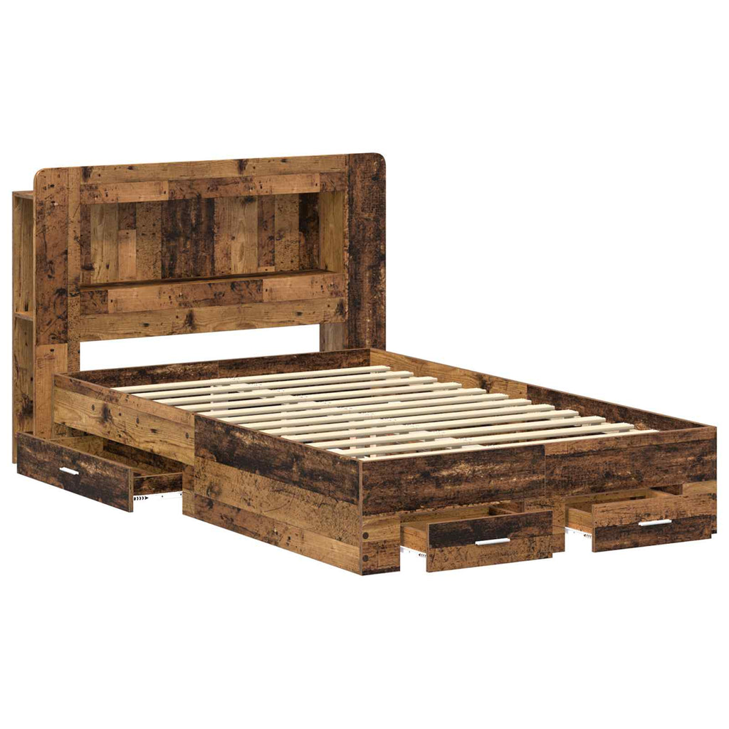 Bettgestell mit Stauraum Altholz 120 x 190 cm Holzwerkstoff
