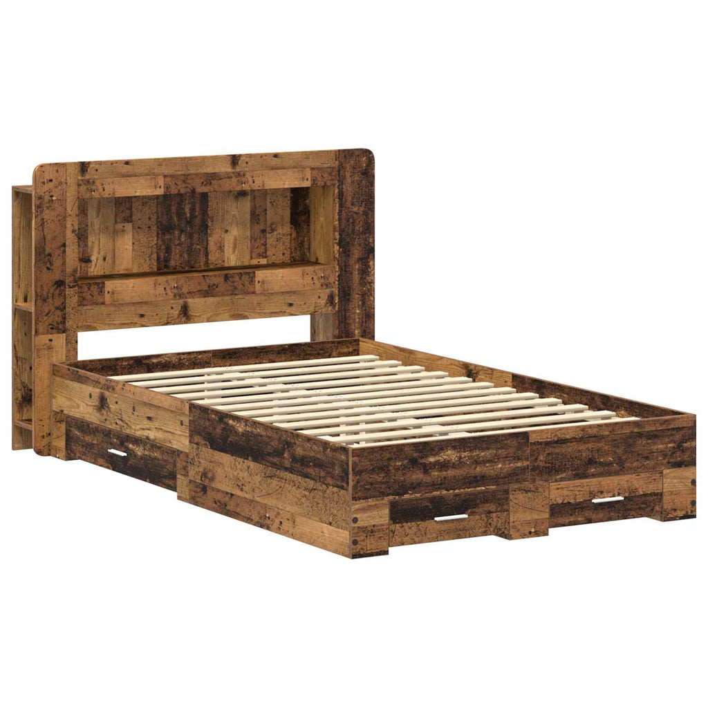 Bettgestell mit Stauraum Altholz 120 x 200 cm Holzwerkstoff