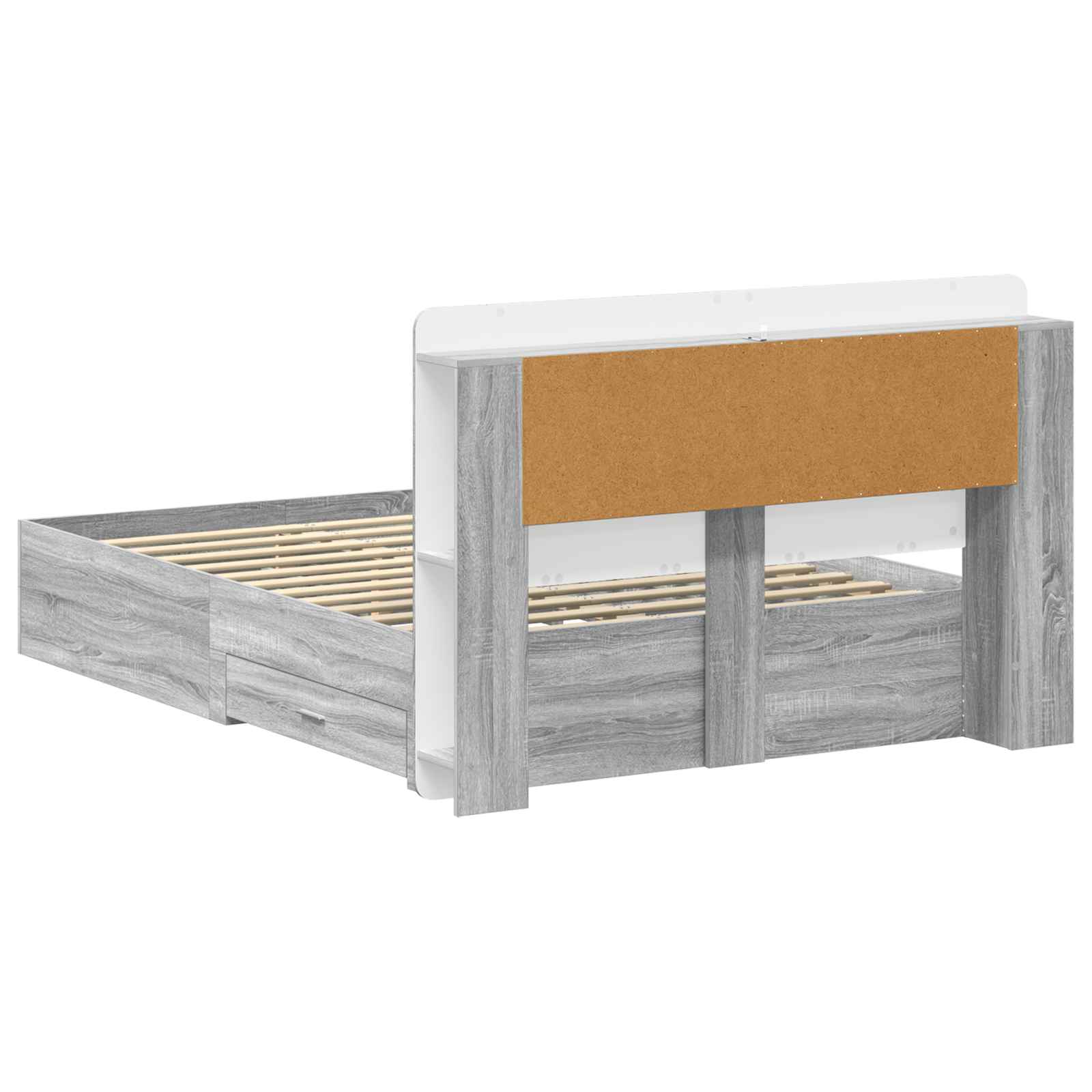 Bettgestell mit Stauraum Grau Sonoma 135 x 190 cm Holzwerkstoff