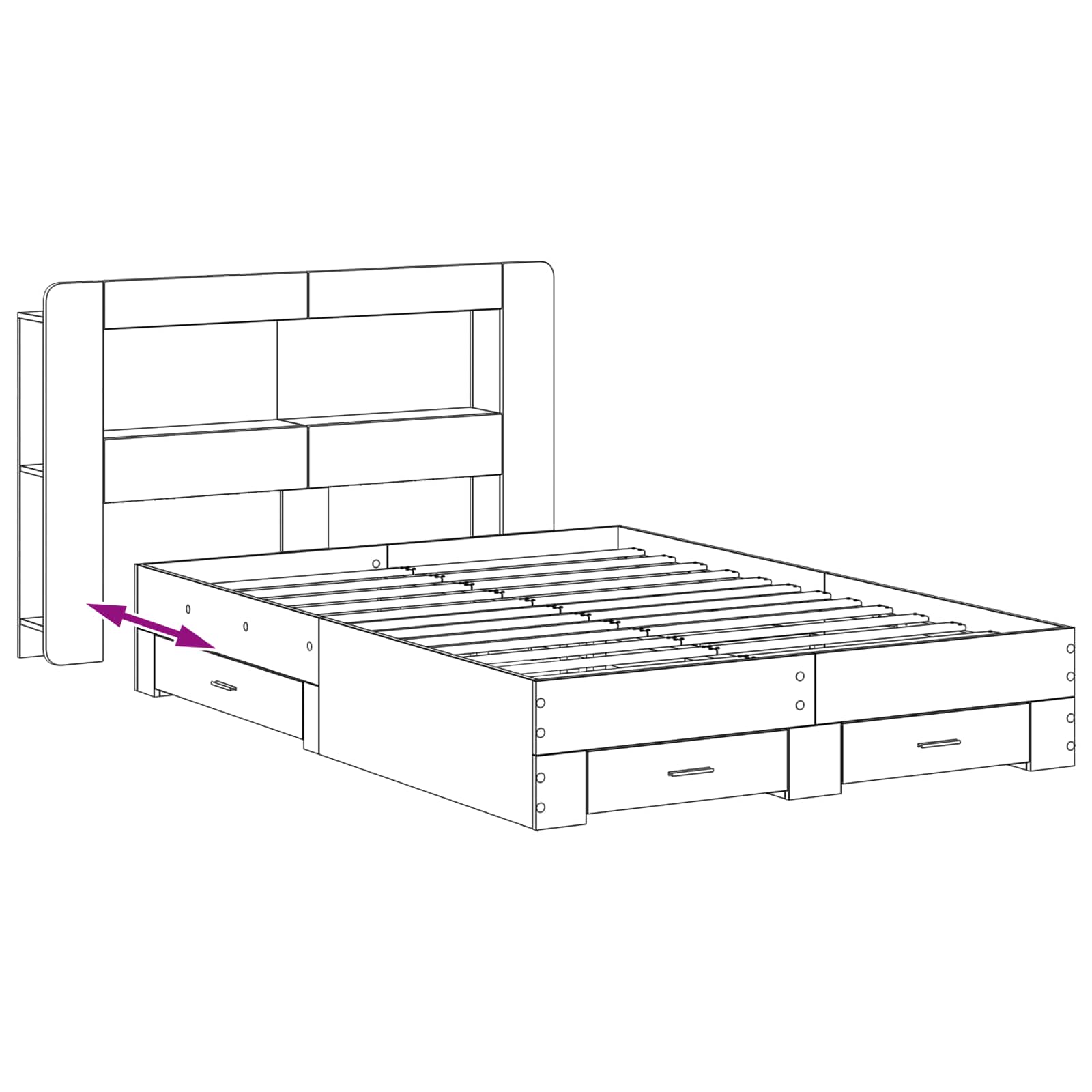 Bettgestell mit Stauraum Grau Sonoma 135 x 190 cm Holzwerkstoff
