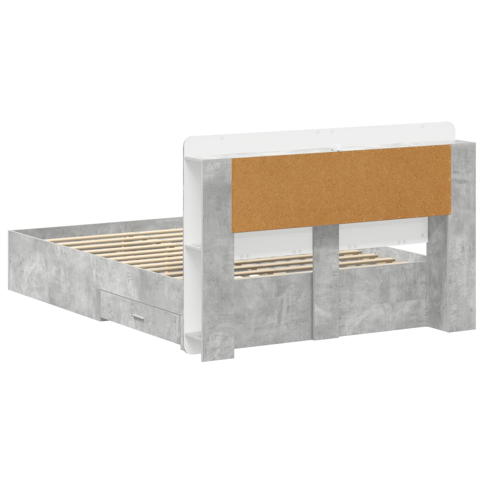 Bettgestell mit Stauraum Betongrau 150 x 200 cm Holzwerkstoff