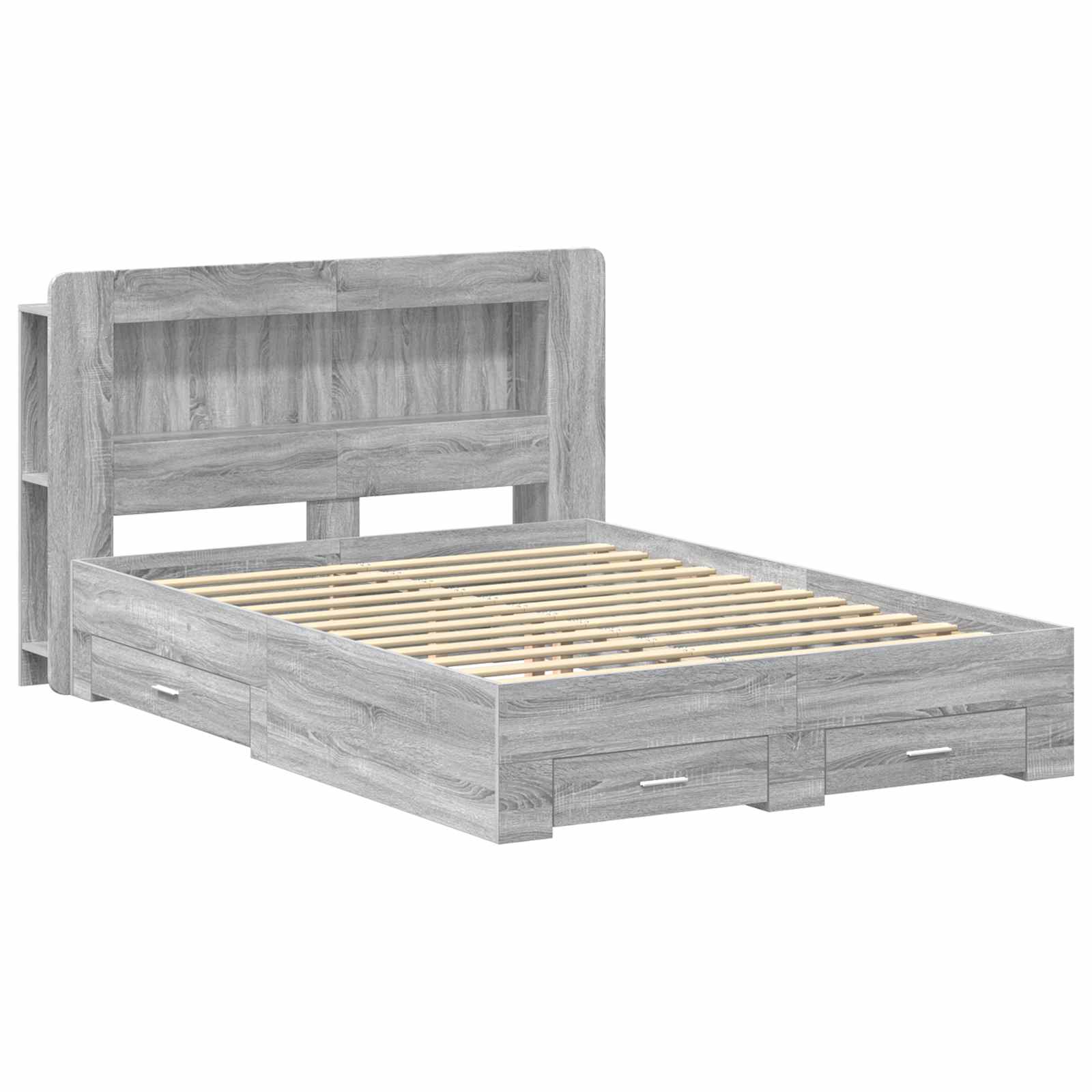 Bettgestell mit Stauraum Grau Sonoma 160 x 200 cm Holzwerkstoff