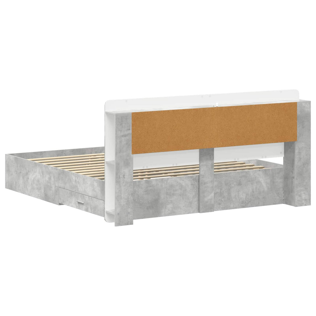 Bettgestell mit Stauraum Betongrau 200 x 200 cm Holzwerkstoff
