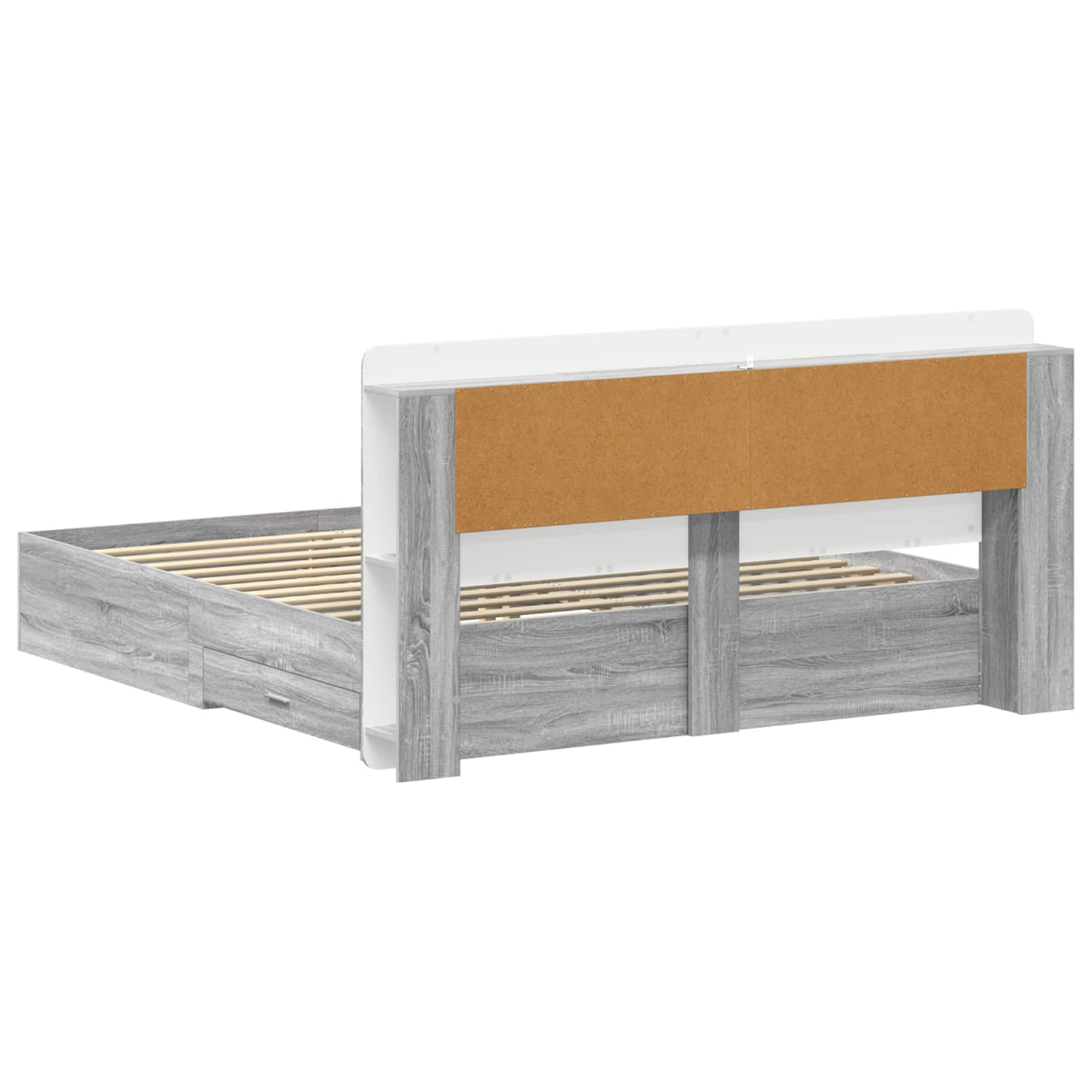 Bettgestell mit Stauraum Grau Sonoma 200 x 200 cm Holzwerkstoff