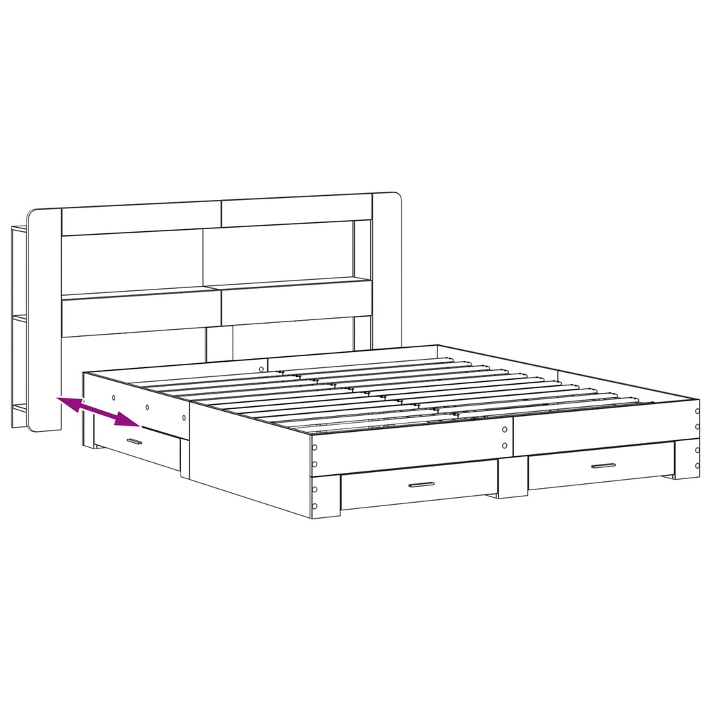 Bettgestell mit Stauraum Grau Sonoma 200 x 200 cm Holzwerkstoff