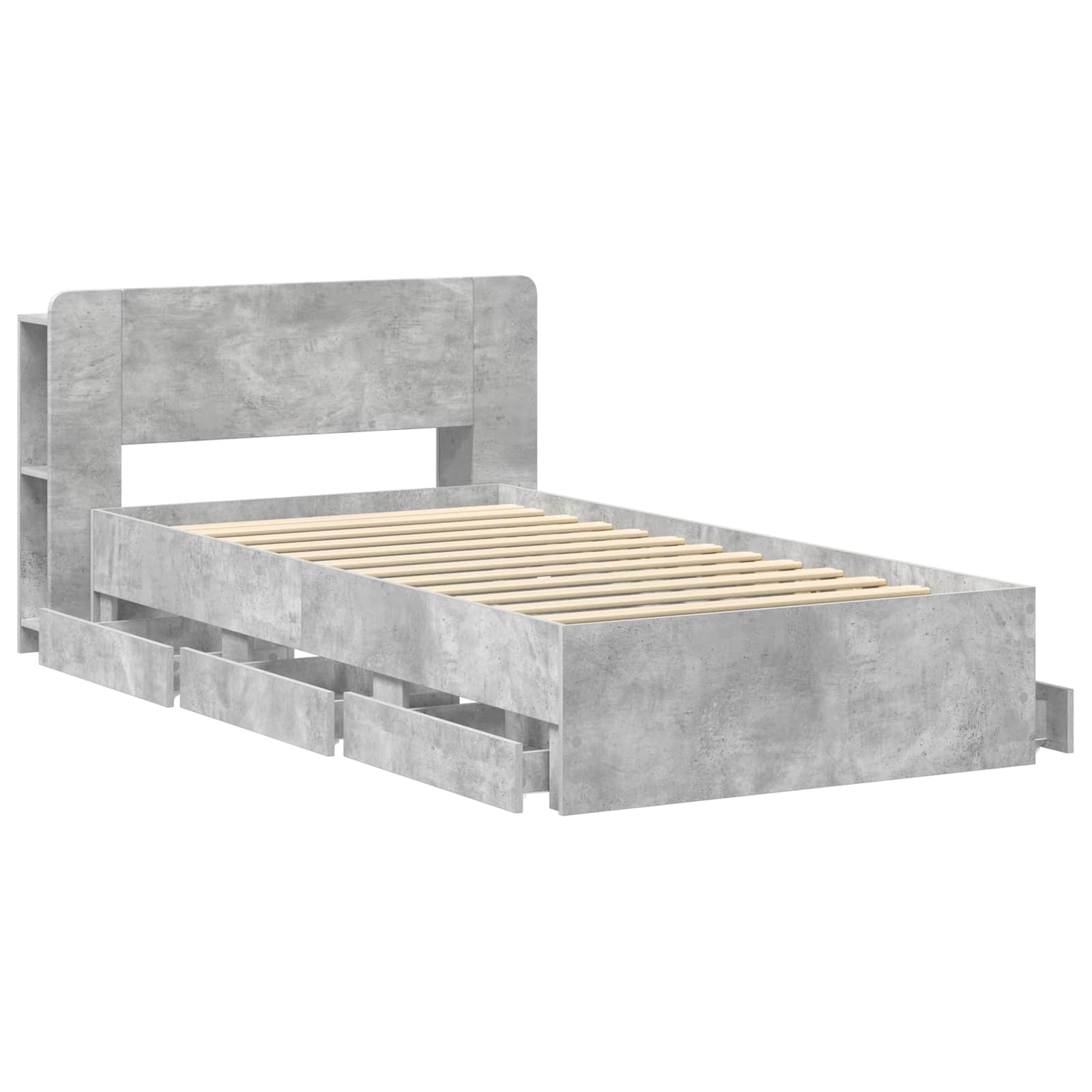 Bettgestell mit Stauraum Betongrau 75 x 190 cm Holzwerkstoff