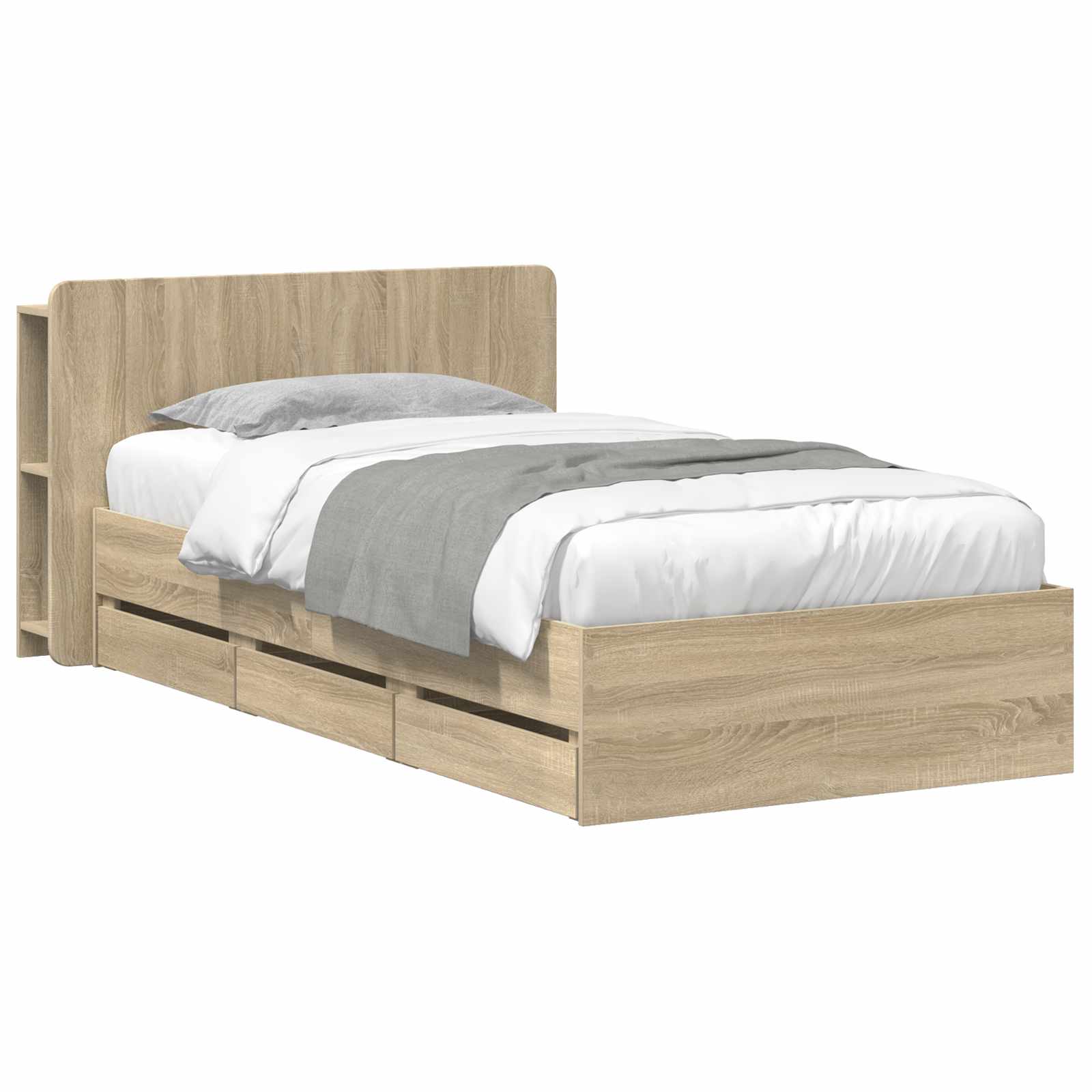 Bettgestell mit Stauraum Sonoma-Eiche 75 x 190 cm Holzwerkstoff
