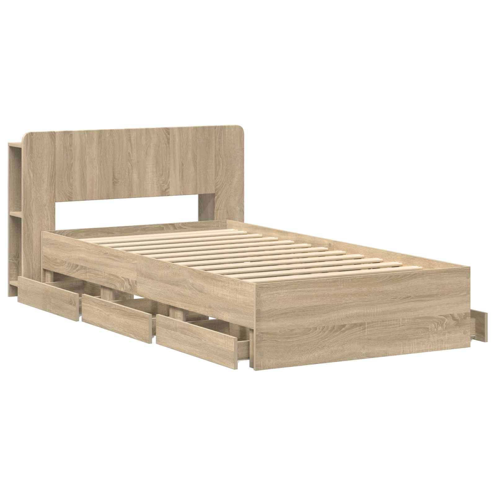 Bettgestell mit Stauraum Sonoma-Eiche 75 x 190 cm Holzwerkstoff
