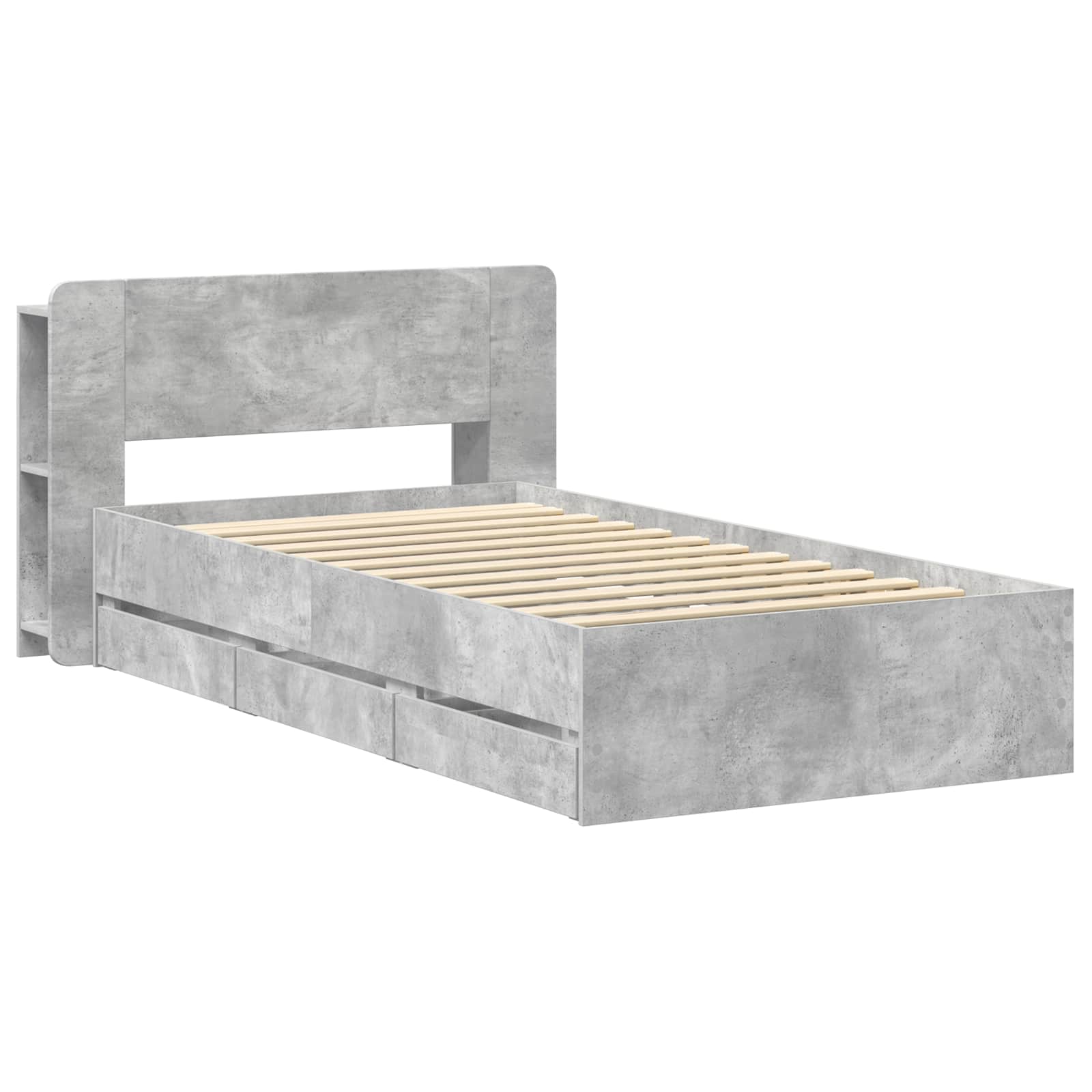 Bettgestell mit Stauraum Betongrau 80 x 200 cm Holzwerkstoff