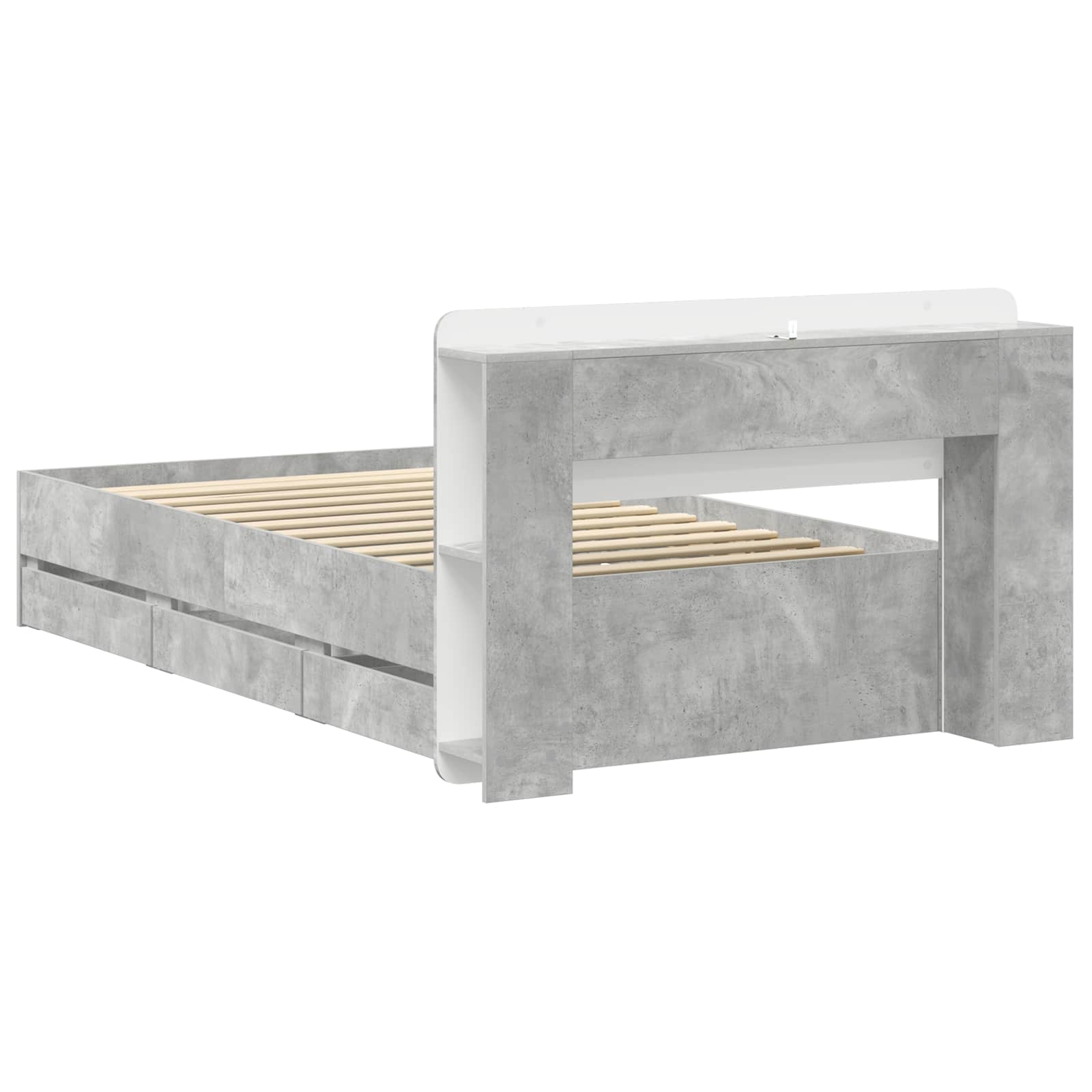 Bettgestell mit Stauraum Betongrau 80 x 200 cm Holzwerkstoff