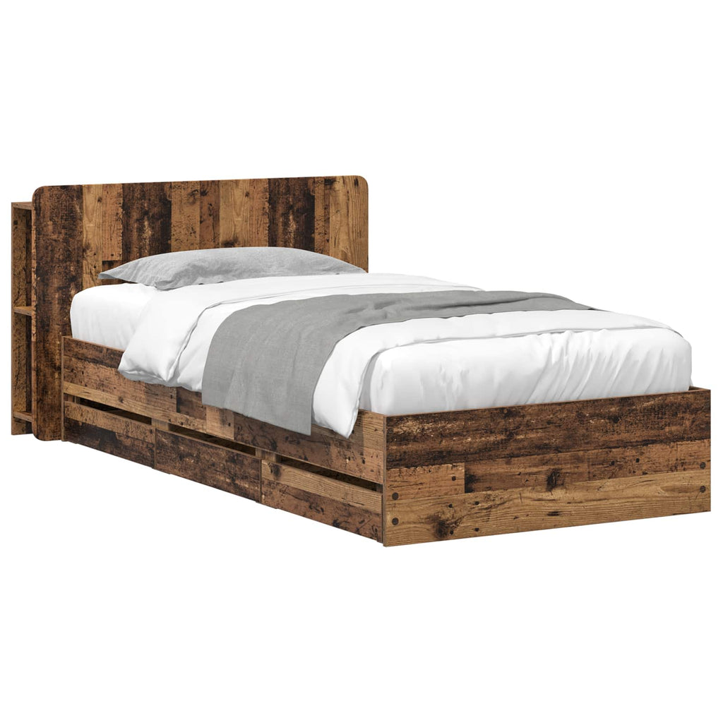 Bettgestell mit Stauraum Altholz 80 x 200 cm Holzwerkstoff