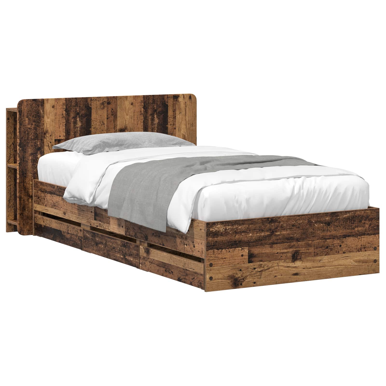 Bettgestell mit Stauraum Altholz 80 x 200 cm Holzwerkstoff
