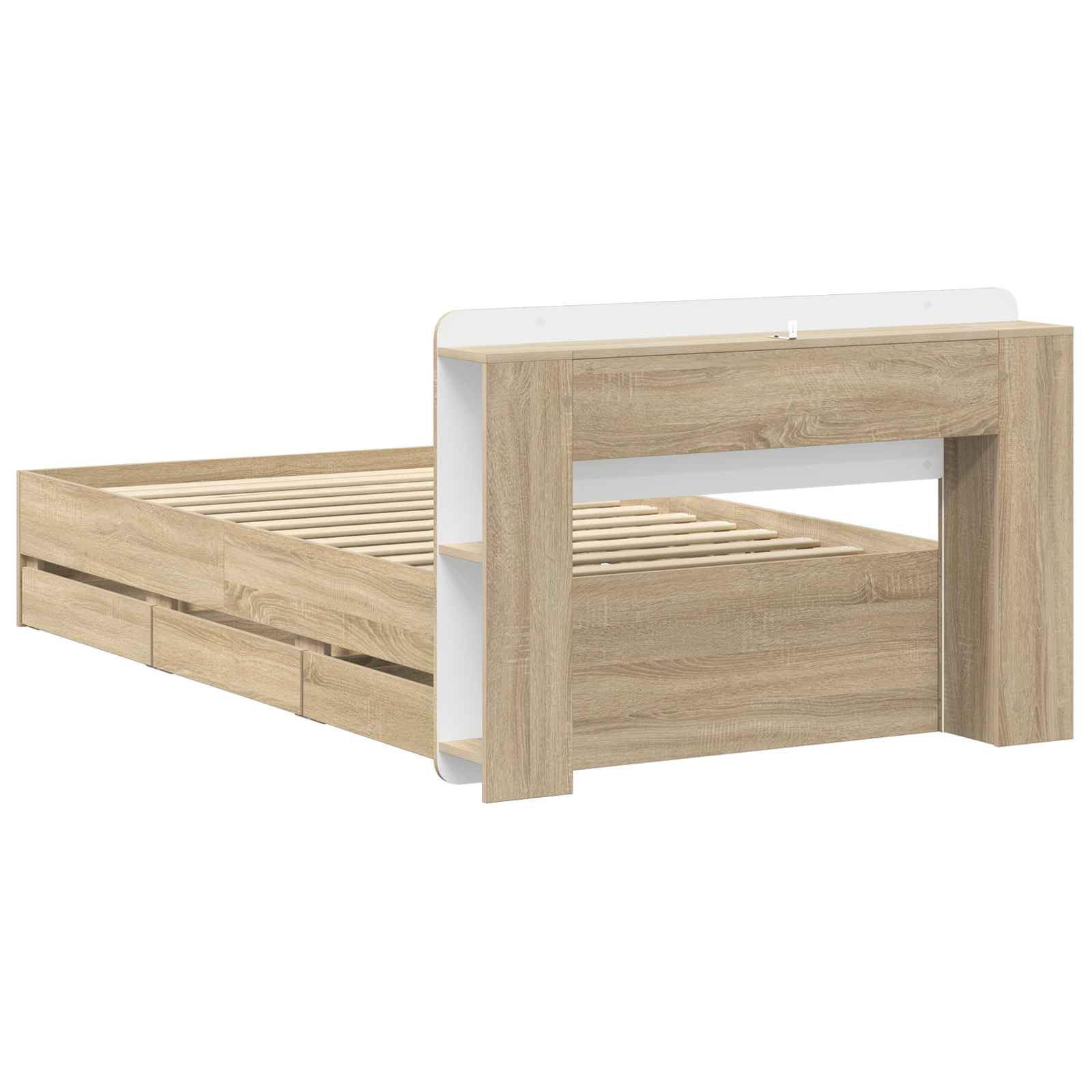 Bettgestell mit Stauraum Sonoma-Eiche 80 x 200 cm Holzwerkstoff