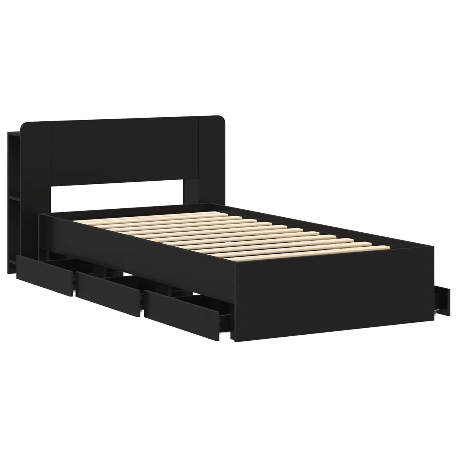 Bettgestell mit Stauraum Schwarz 90 x 190 cm Holzwerkstoff