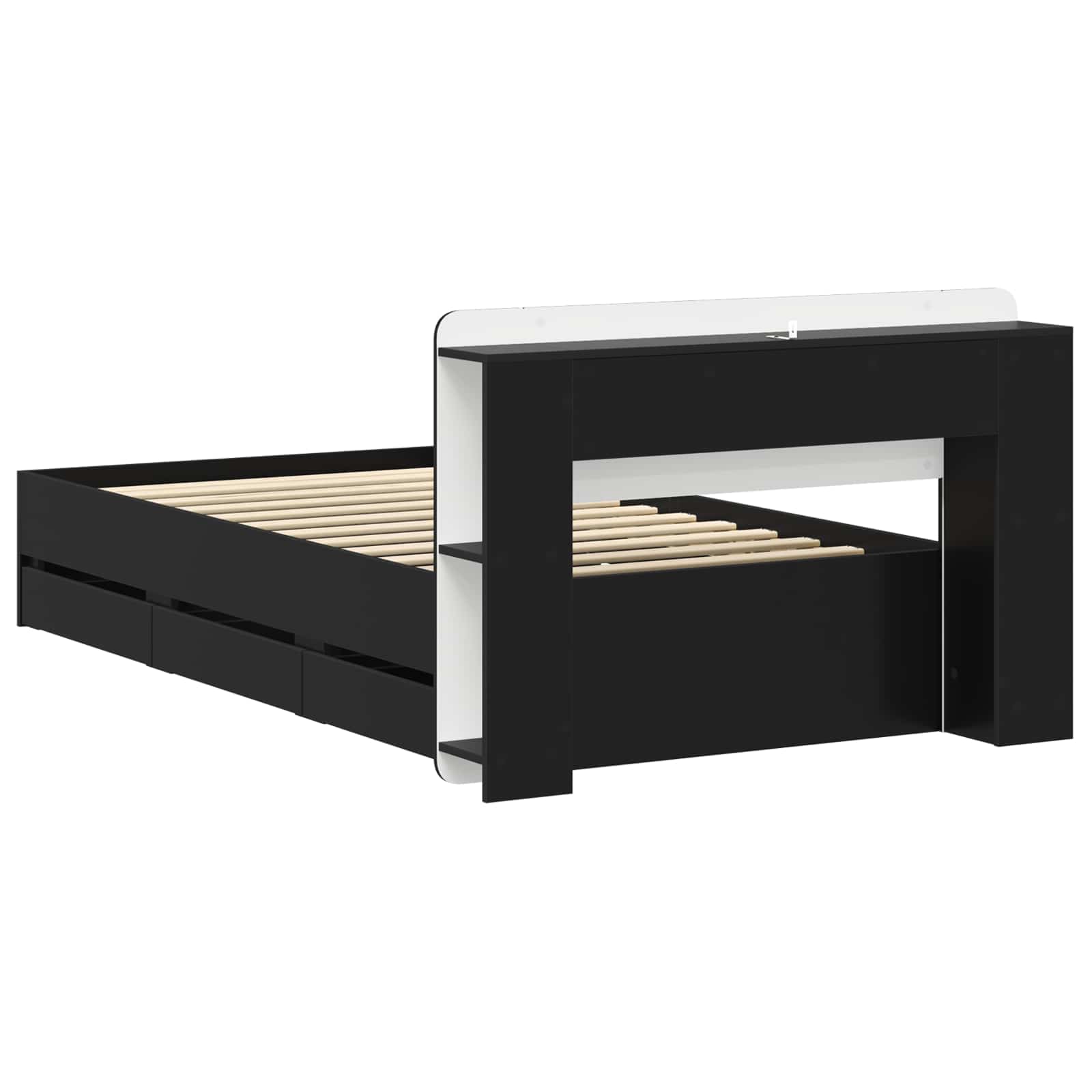 Bettgestell mit Stauraum Schwarz 90 x 190 cm Holzwerkstoff
