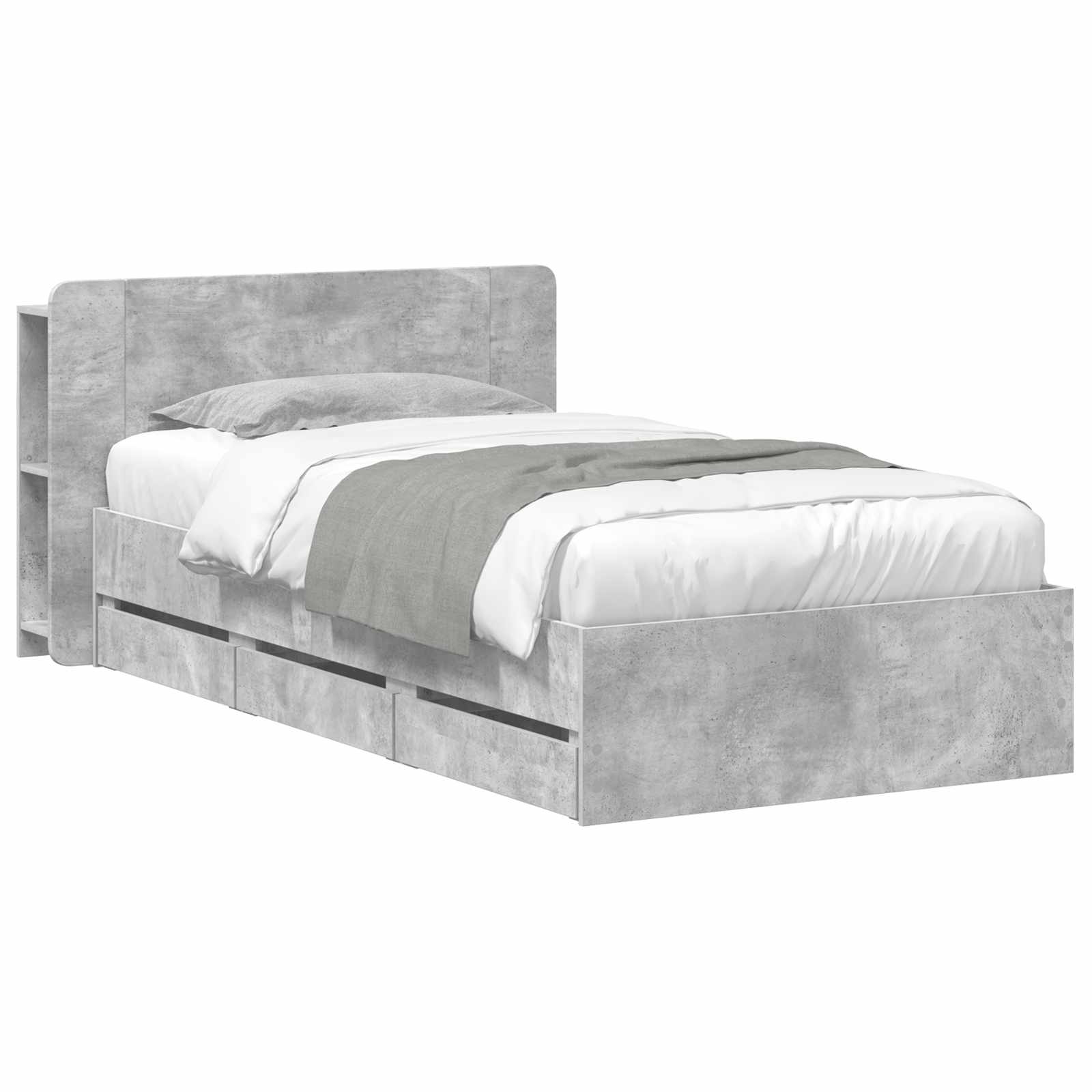 Bettgestell mit Stauraum Betongrau 90 x 190 cm Holzwerkstoff