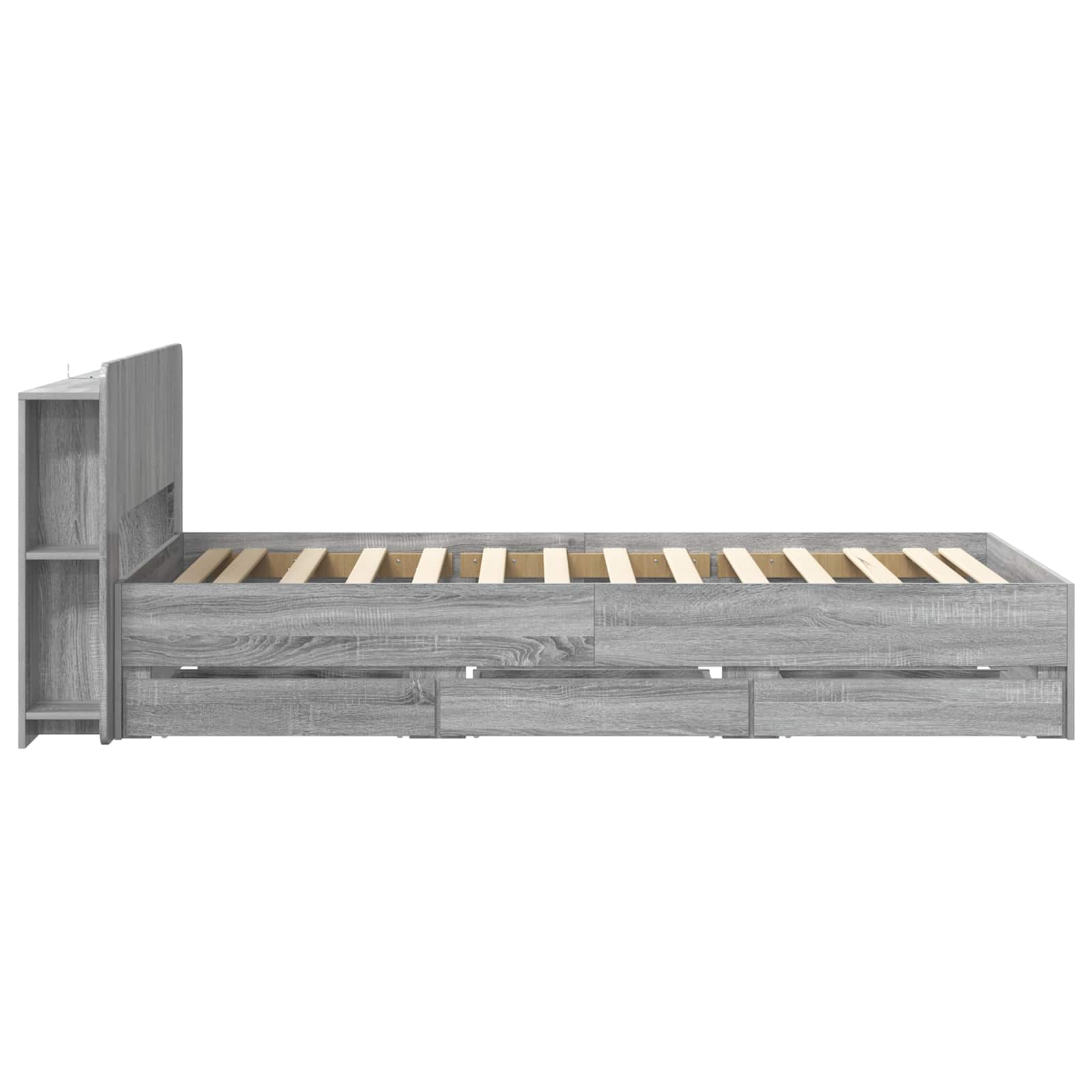 Bettgestell mit Stauraum Sonoma-Grau 100 x 200 cm Holzwerkstoff