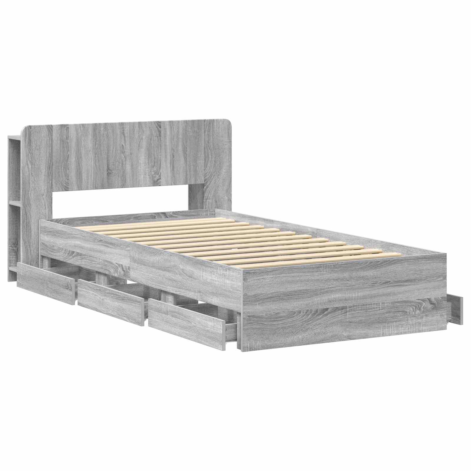 Bettgestell mit Stauraum Grau Sonoma 90 x 200 cm Holzwerkstoff