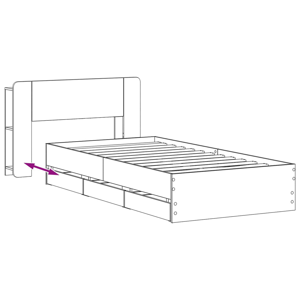 Bettgestell mit Stauraum Geräucherte Eiche 90 x 200 cm