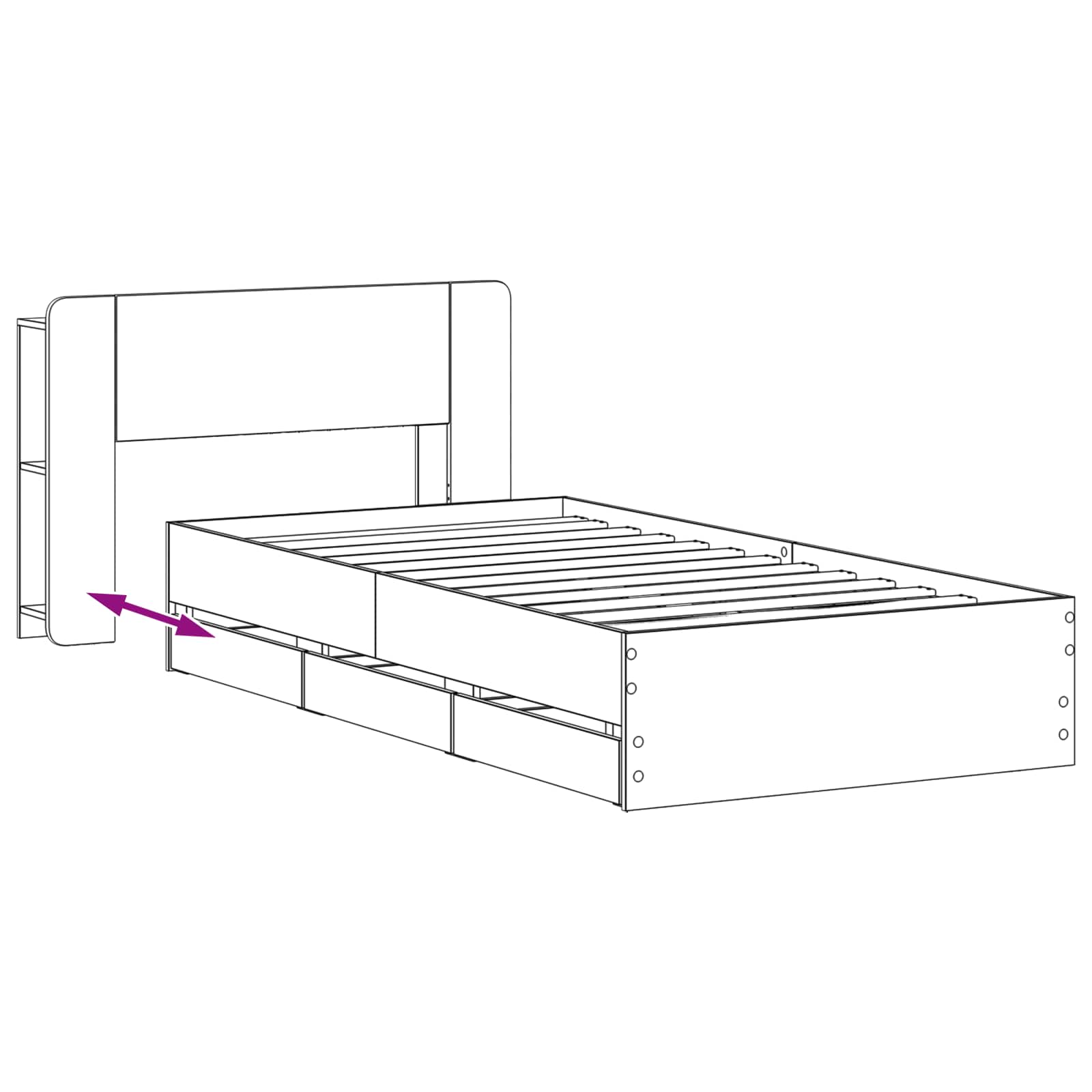 Bettgestell mit Stauraum Geräucherte Eiche 90 x 200 cm