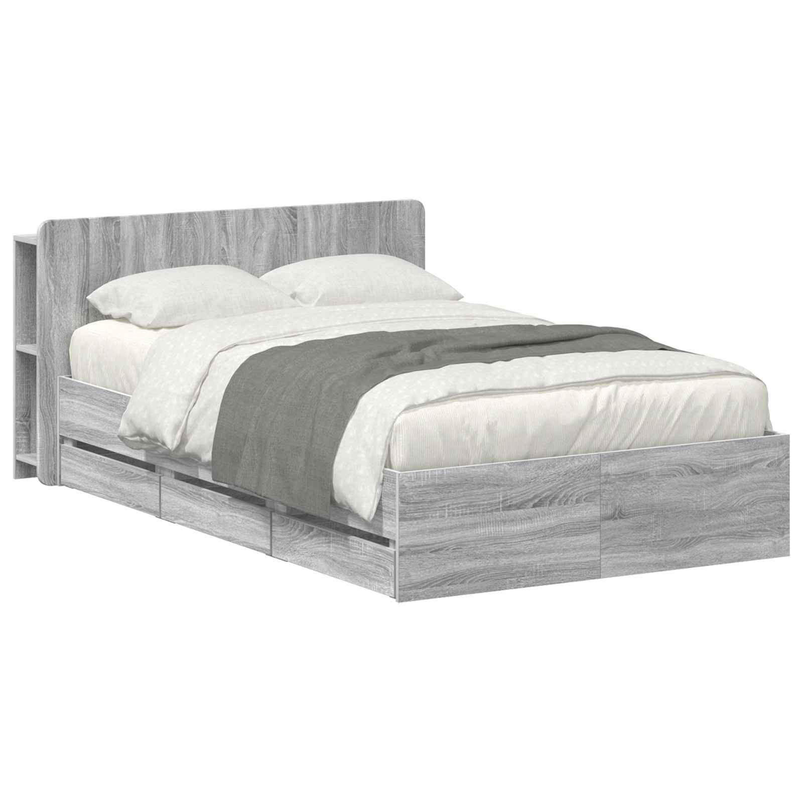 Bettgestell mit Stauraum Grau Sonoma 120 x 190 cm Holzwerkstoff
